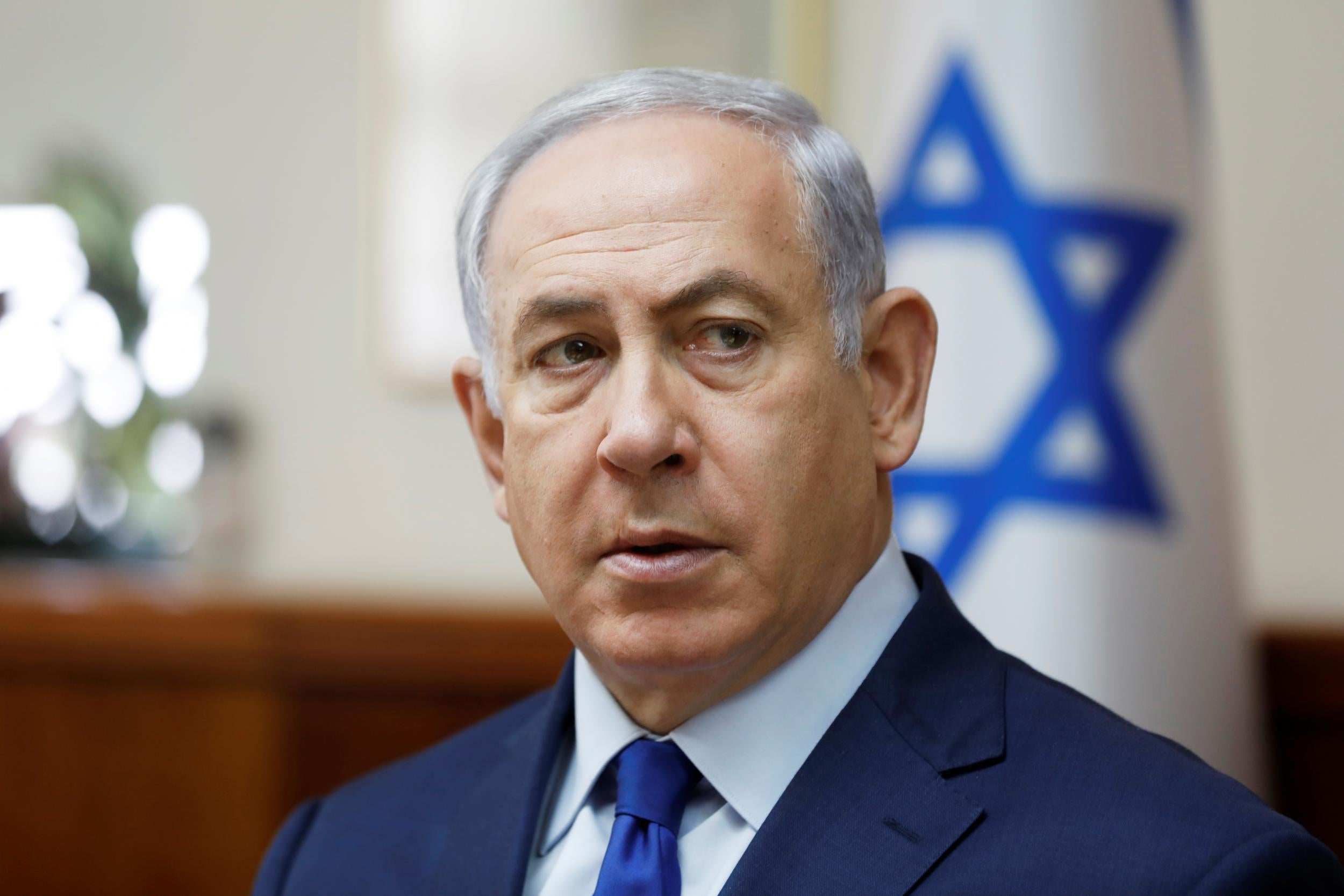 Israel's Prime Minister Benjamin Netanyahu at a weekly cabinet meeting in Jerusalem on 19 November