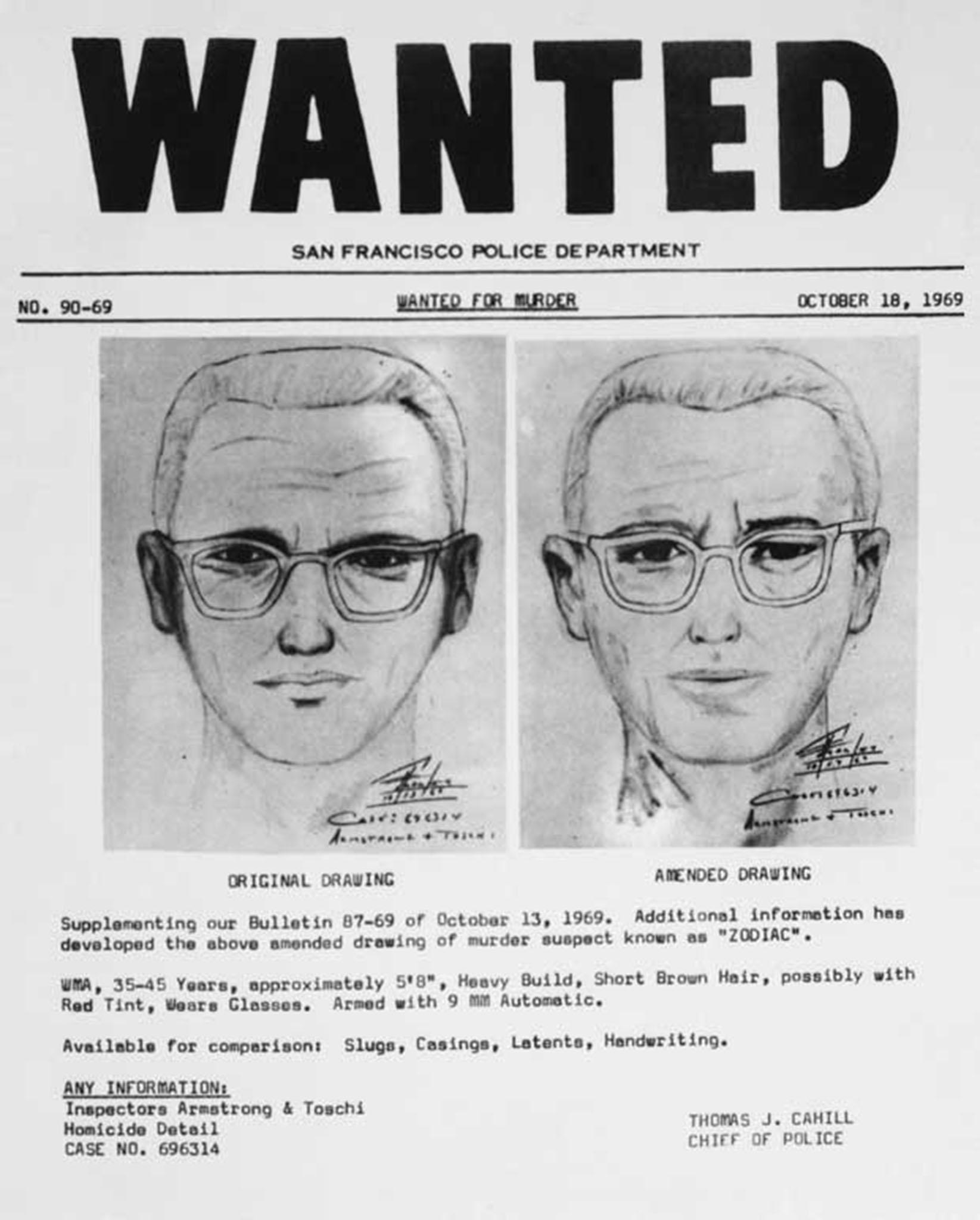 Police sketches show the purported Zodiac Killer