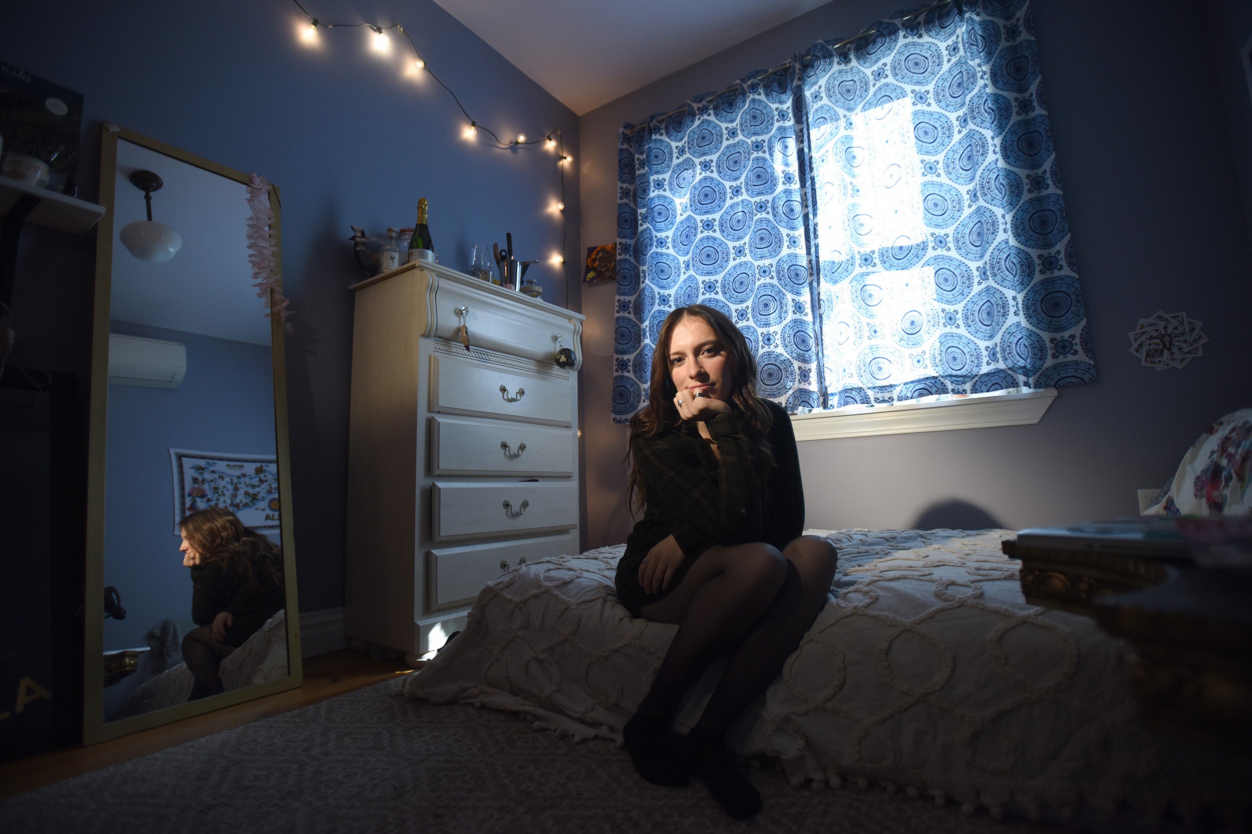 Marisa Licandro, at her home in Brooklyn, alleges that a fellow student who worked with her at a campus-run restaurant attempted to rape her (Jennifer S Altman/Washington Post)