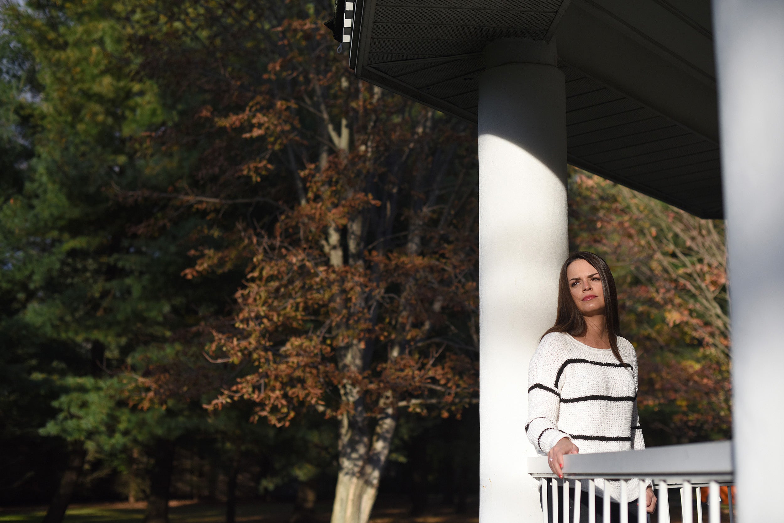 Stefanie Williams, shown in Garden City, NY, says that when she was a cocktail waitress at a New York City steakhouse, a customer grabbed her under her skirt (Jennifer S Altman/Washington Post)