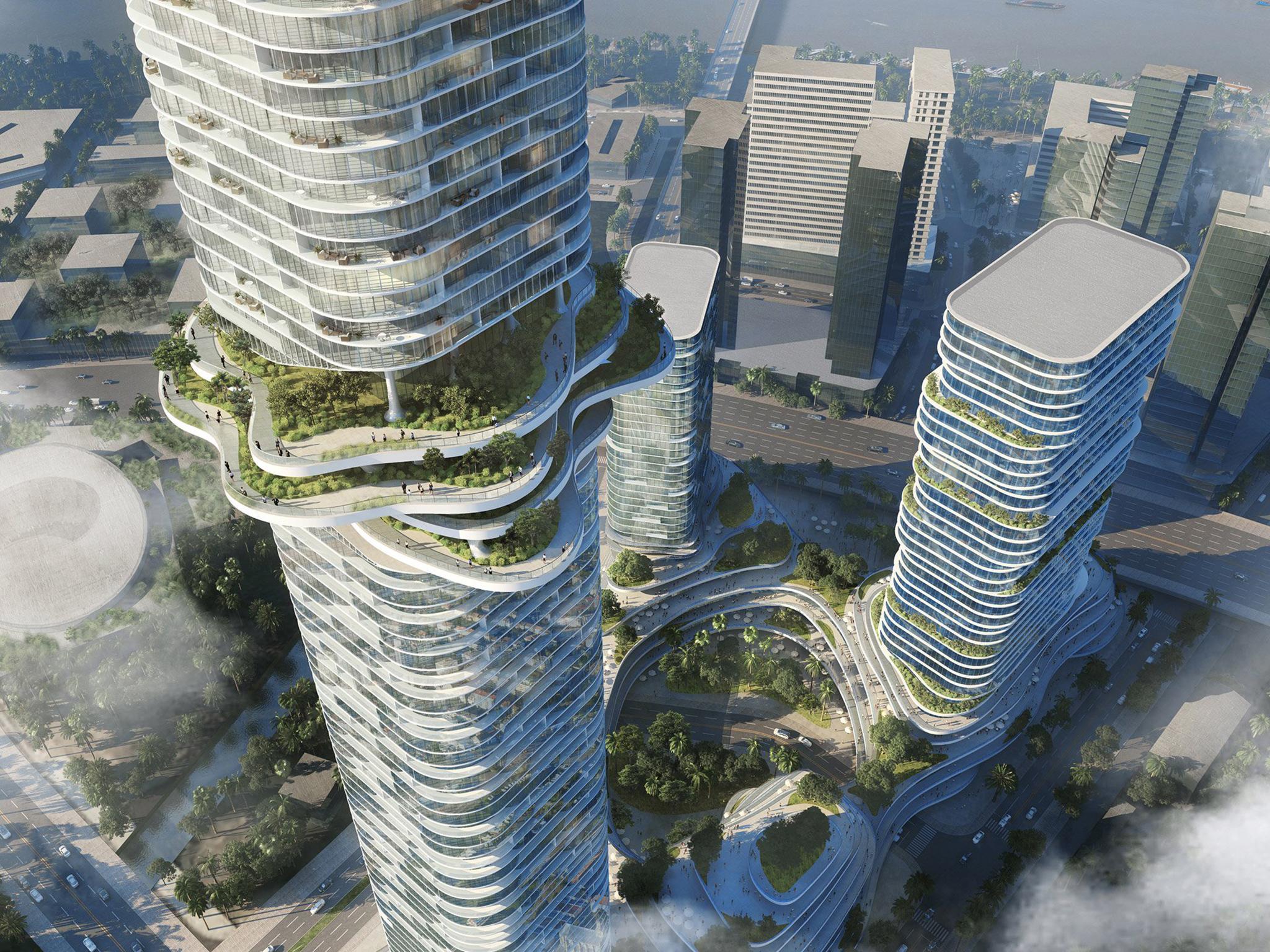 The Empire City will consist of three skyscrapers placed on top of a garden mountain-inspired structure