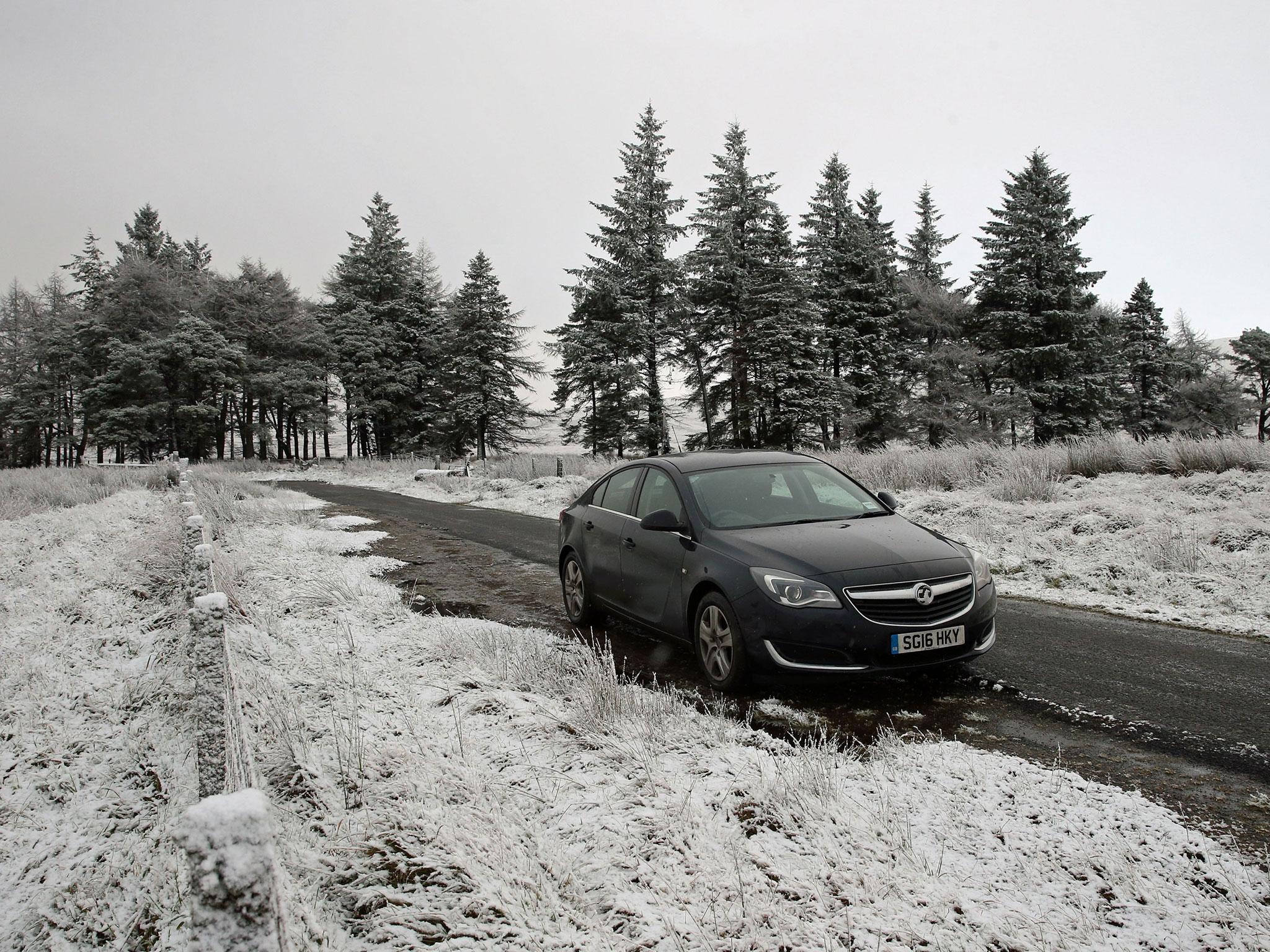 Light snow in Sheriffmuir, near Dunblane, as wintry showers are forecast for many parts of Scotland (Andrew Milligan/PA Wire )