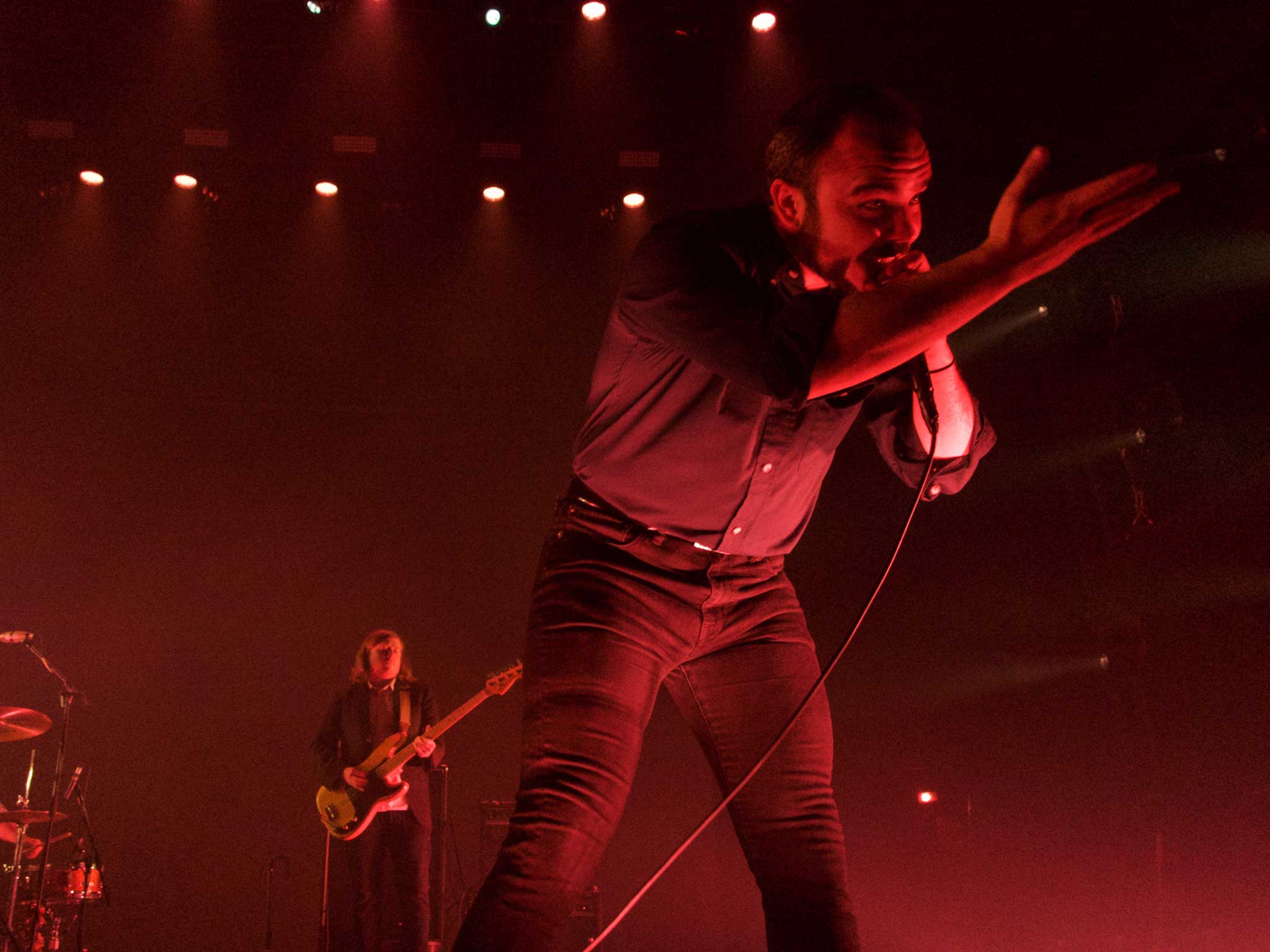 Future Islands frontman Samuel T Herring (foreground) and bassist William Cashion