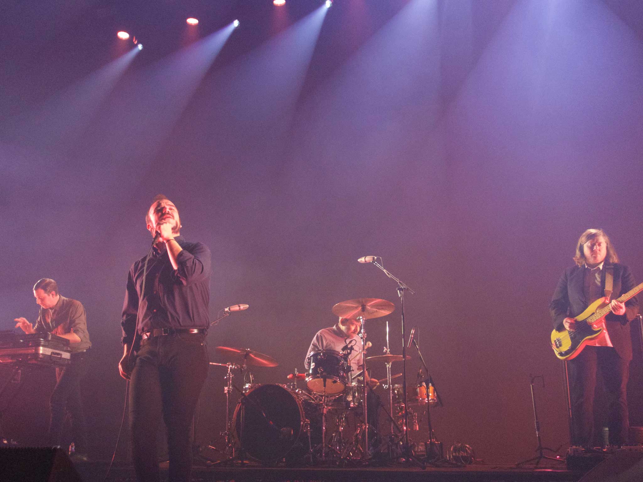 Future Islands performing at Brixton Academy