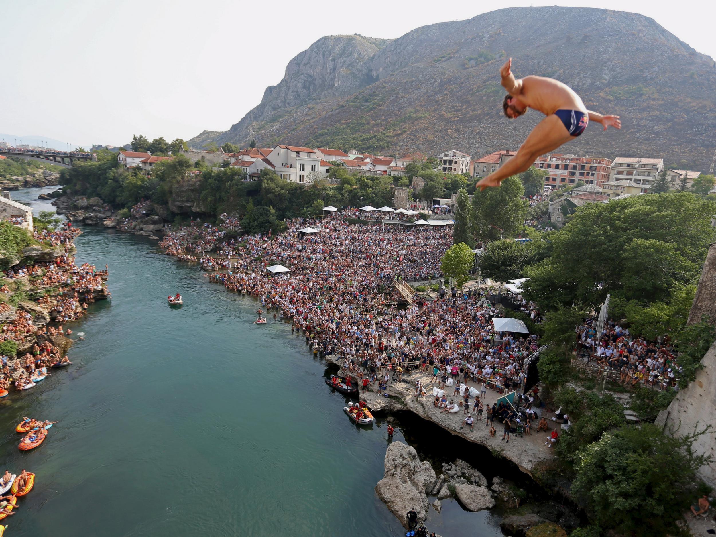 Mostar held the annual Red Bull Cliff Diving World Series earlier this year Reuters