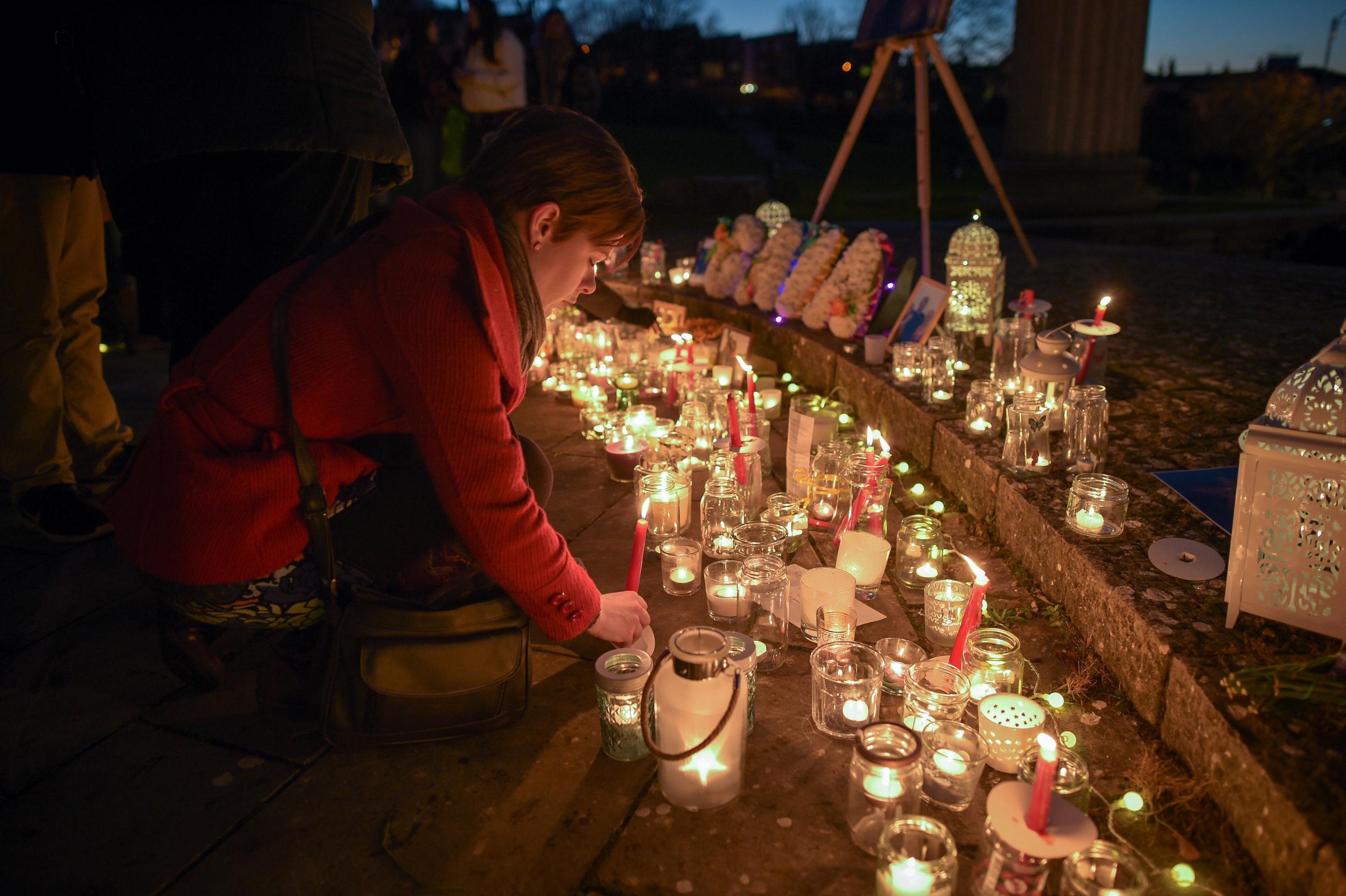 Mourners at a vigil near to where Gaia’s body was found