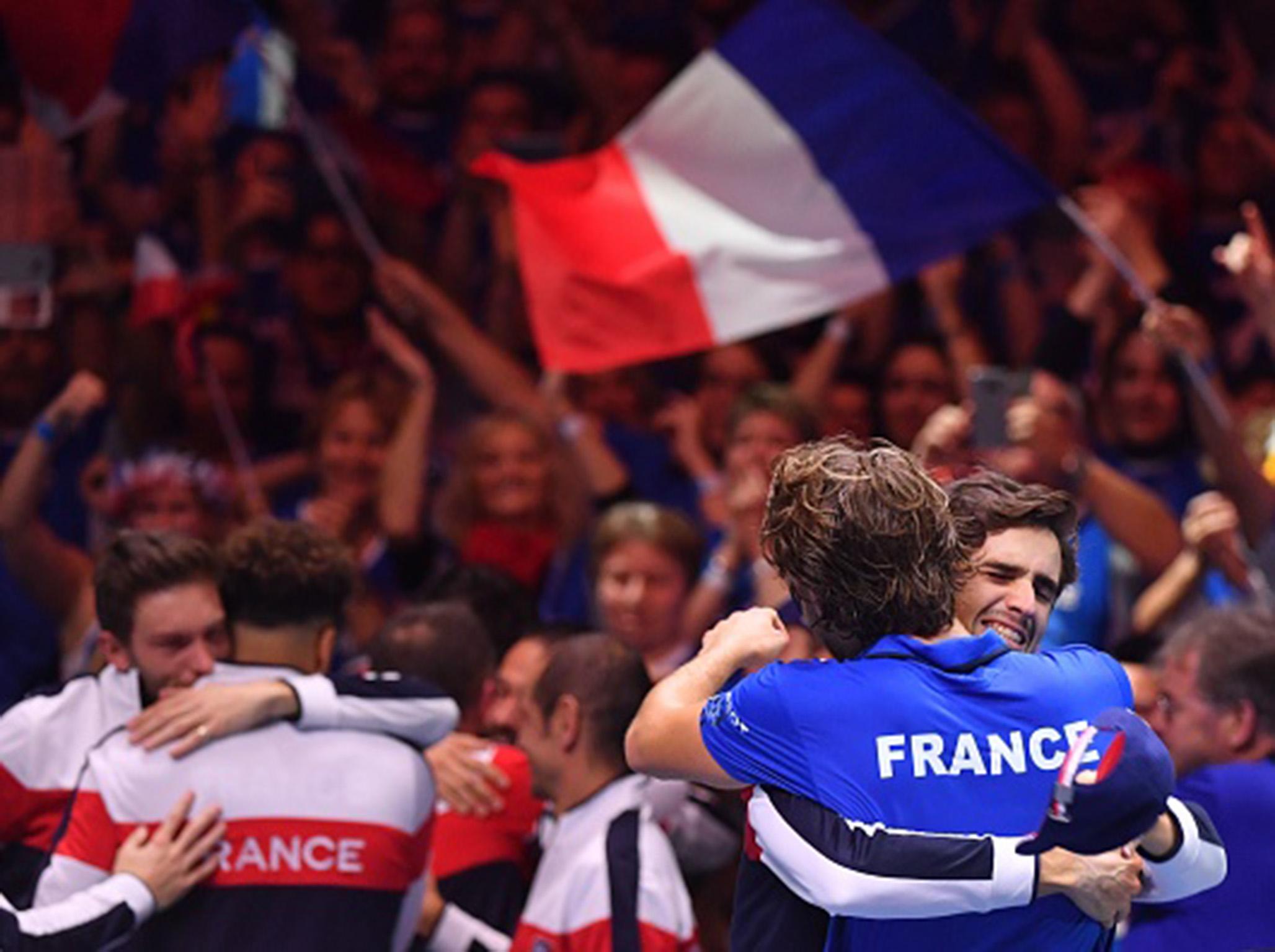 France celebrate their victory in Lille