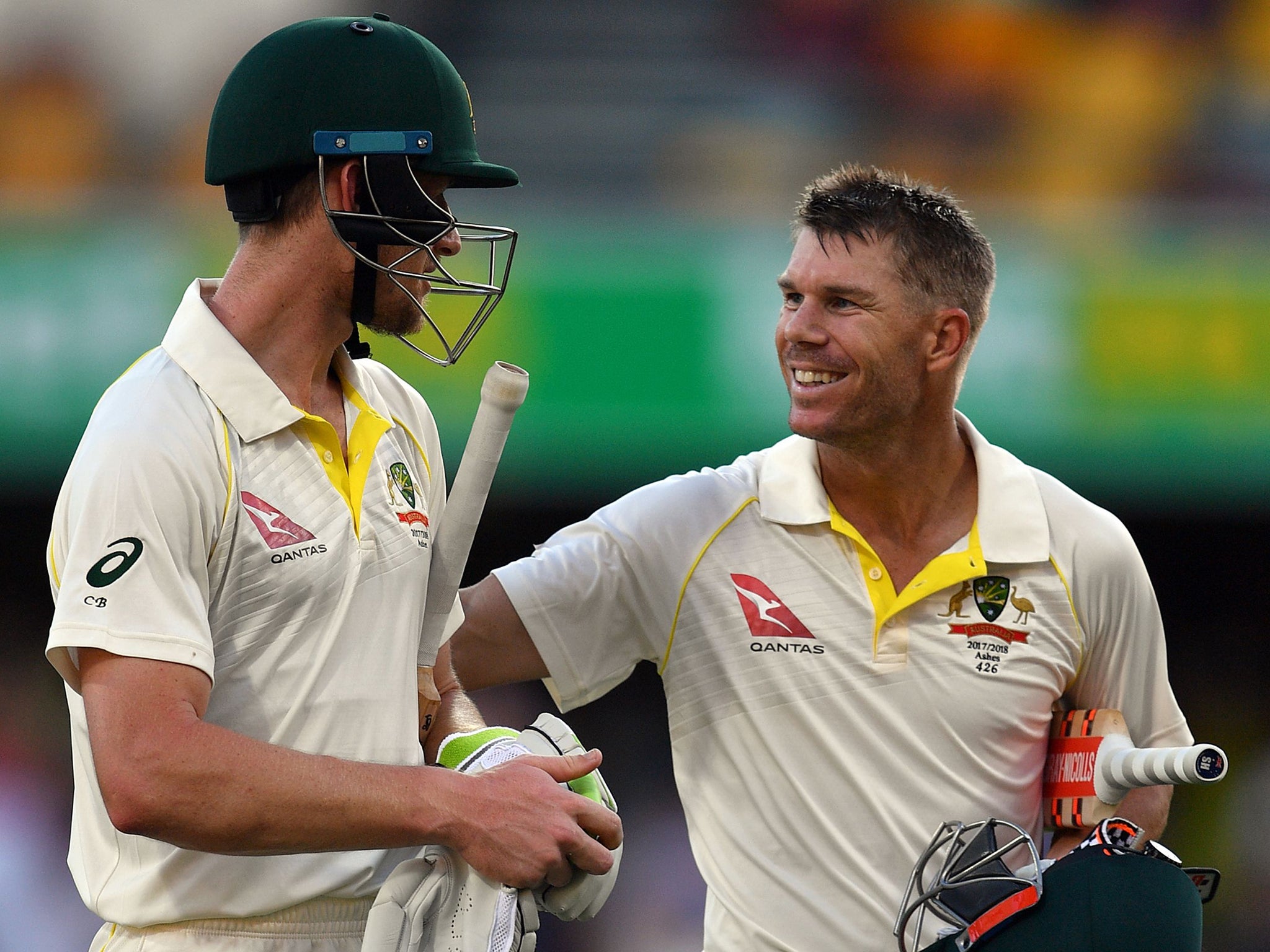 David Warner was overheard on the stump microphone attempting to sledge the England players