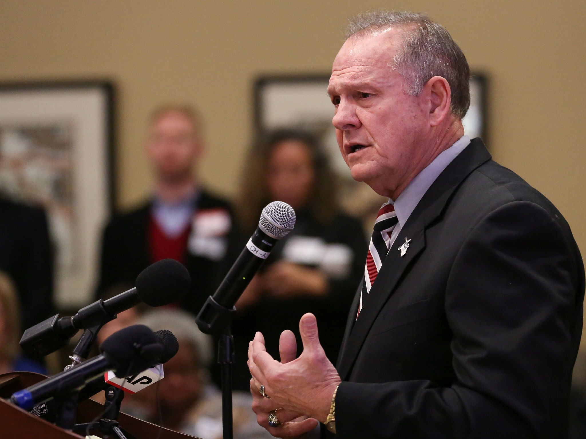 Donald Trump will not campaign for Alabama Senate cadidate Roy Moore, seen here in Vestavia Hills, Alabama on November 11, 2017