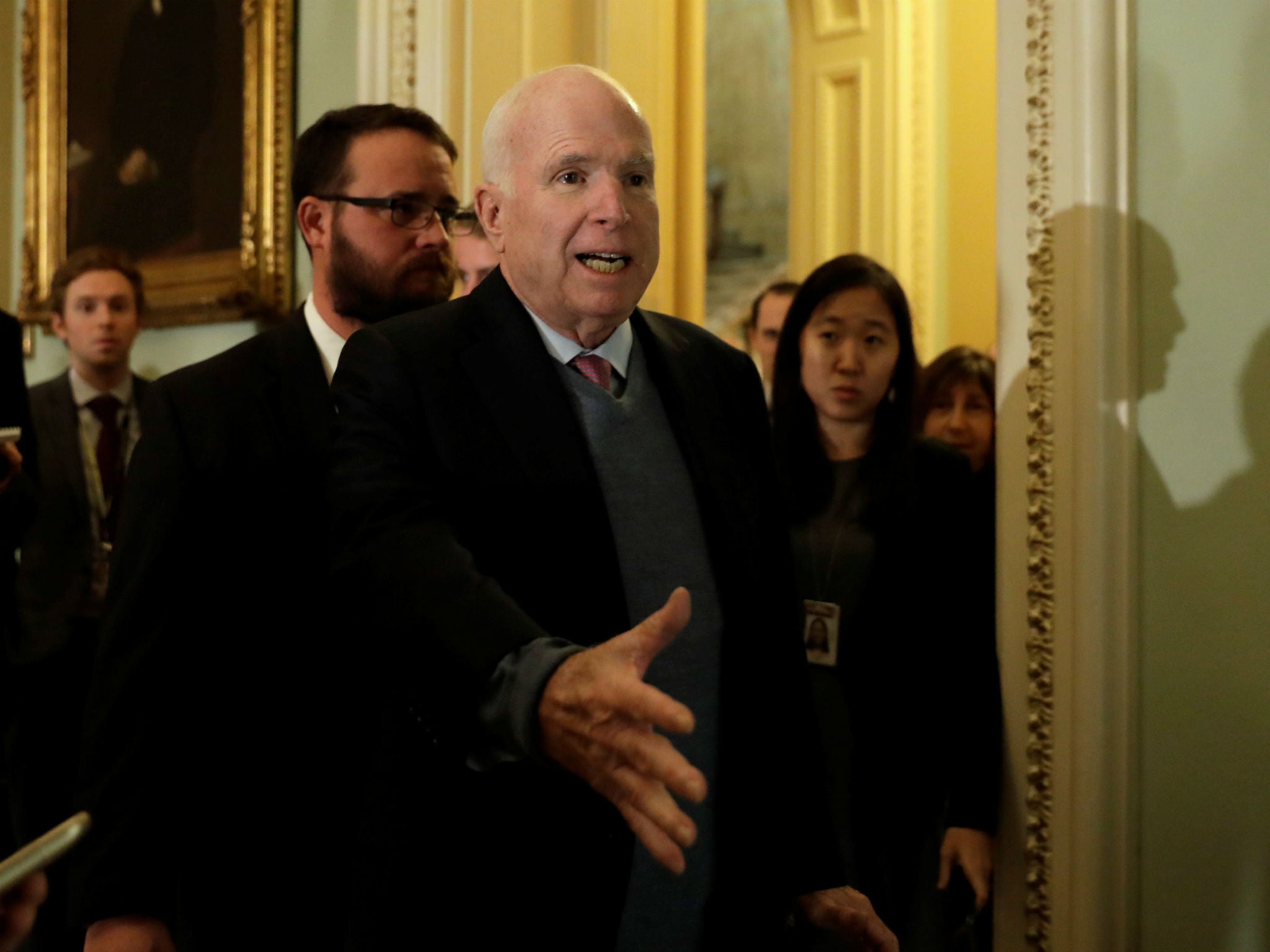 Senator John McCain, seen here on Capitol Hill on November 14, 2017, has regularly criticized Donald Trump