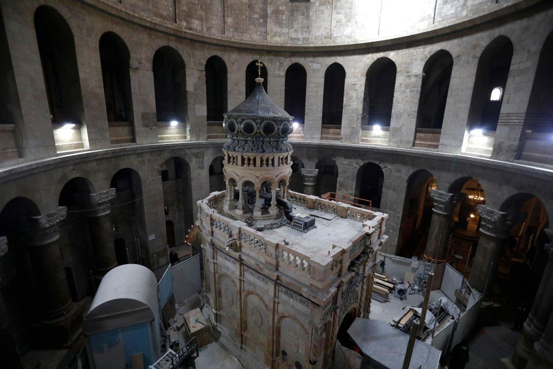 The Edicule of the Tomb of Jesus at the Church of the Holy Sepulchre in Jerusalem