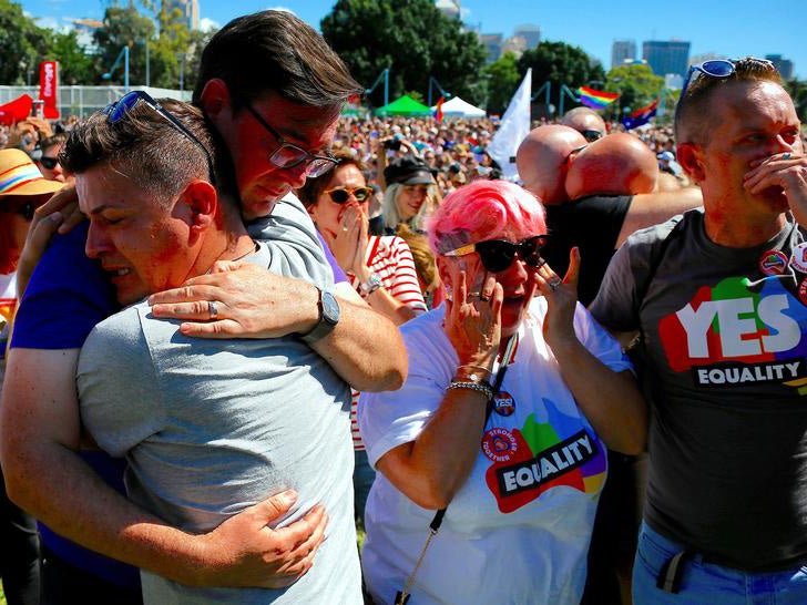 Celebrations at a rally in Sydney earlier this month, when the results of the national survey were announced