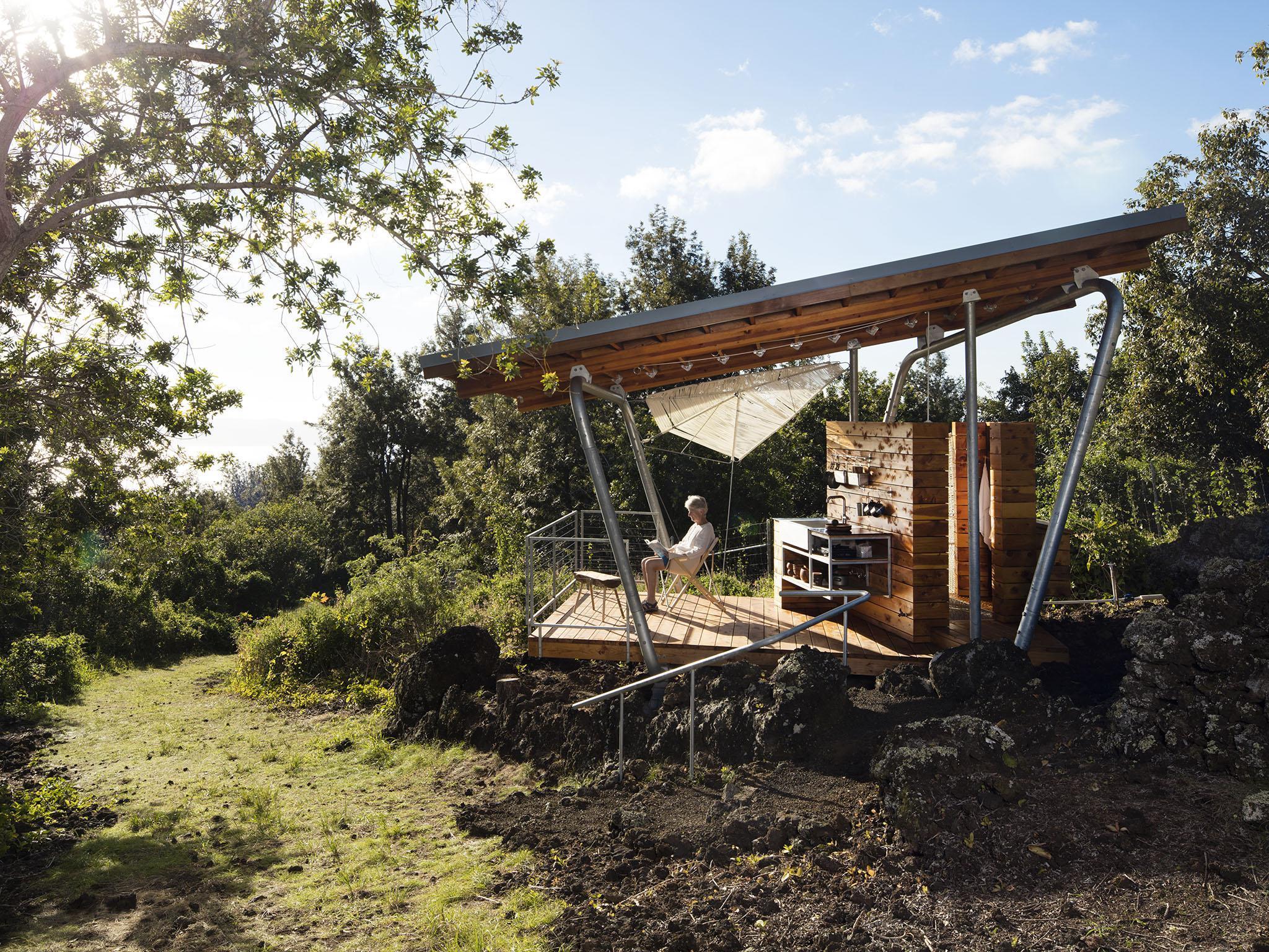 Here today, gone to Maui: The house is made up of two small cabins that contain the basics for daily life