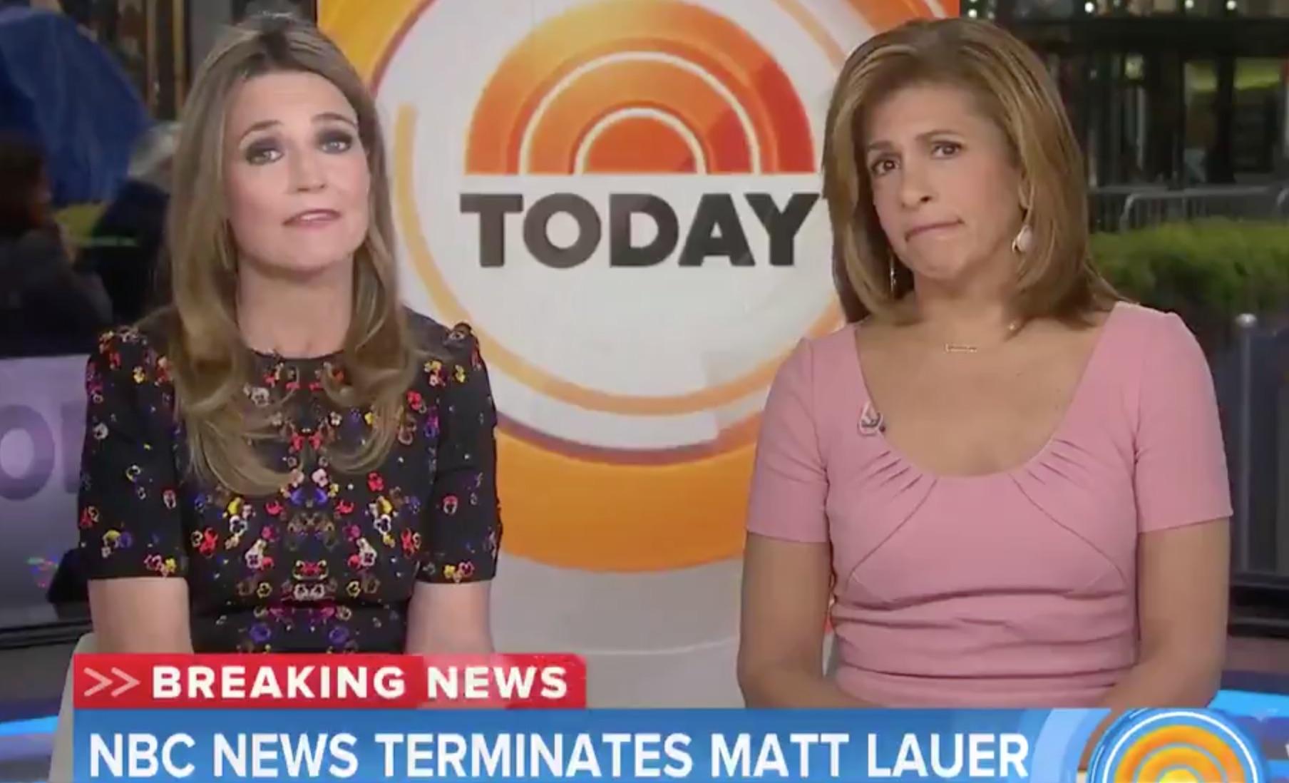 Savannah Guthrie and Hoda Kotb announce the firing of Matt Lauer in 2017
