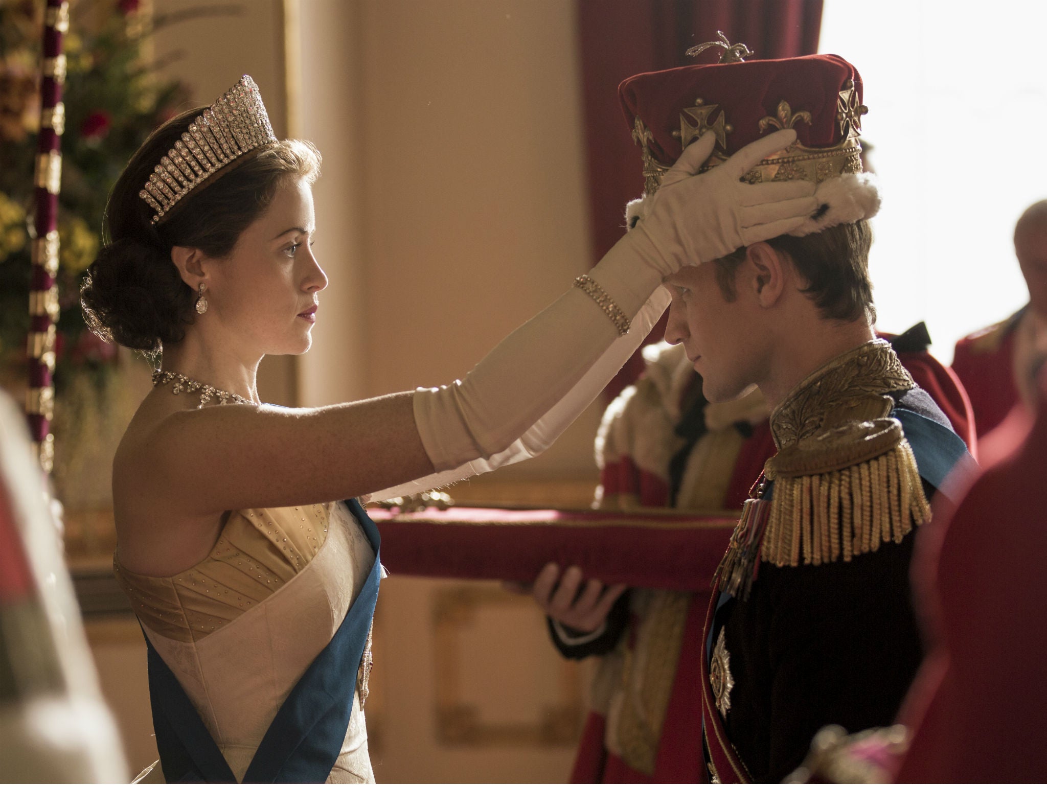 Foy and Smith as the royal couple in the second season of Netflix’s ‘The Crown’ (Robert Viglasky/Netflix)