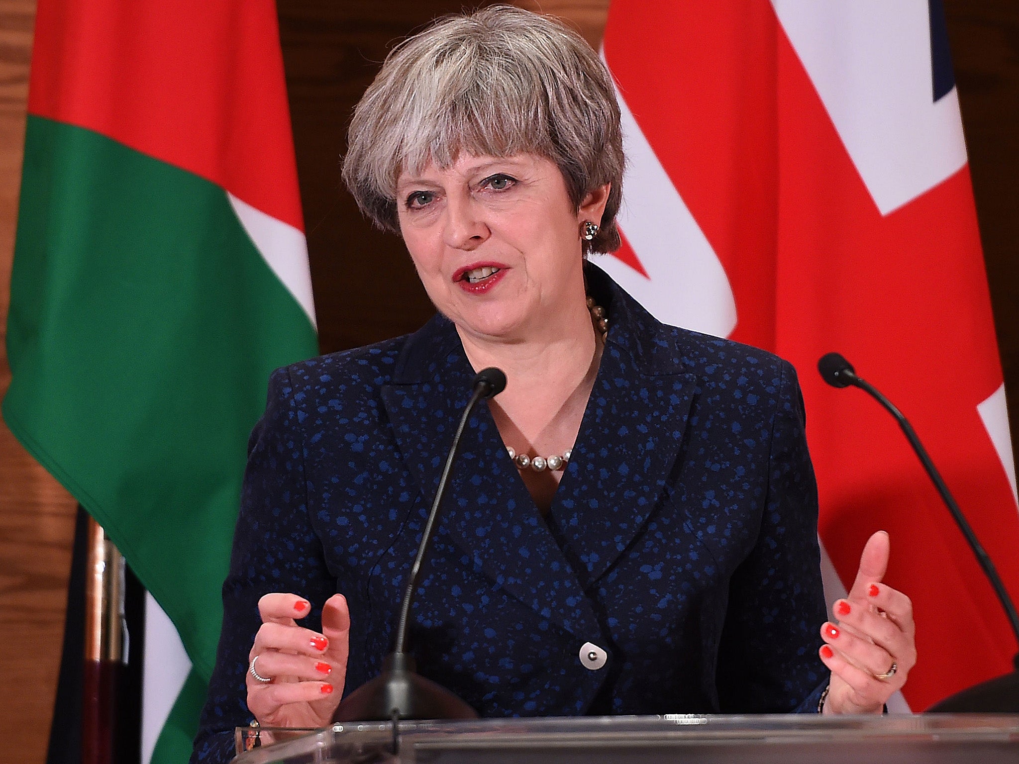 Prime Minister Theresa May speaks on her visit to Jordan