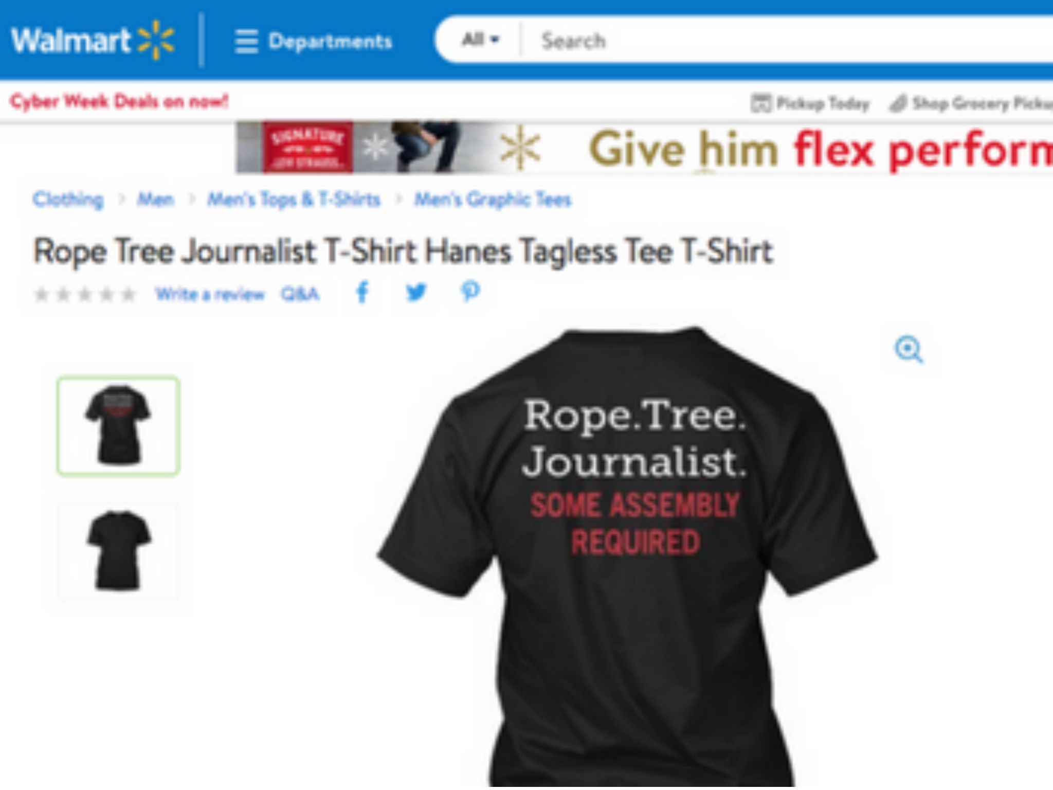 Walmart pulled a t-shirt advocating violence against journalists from its online store