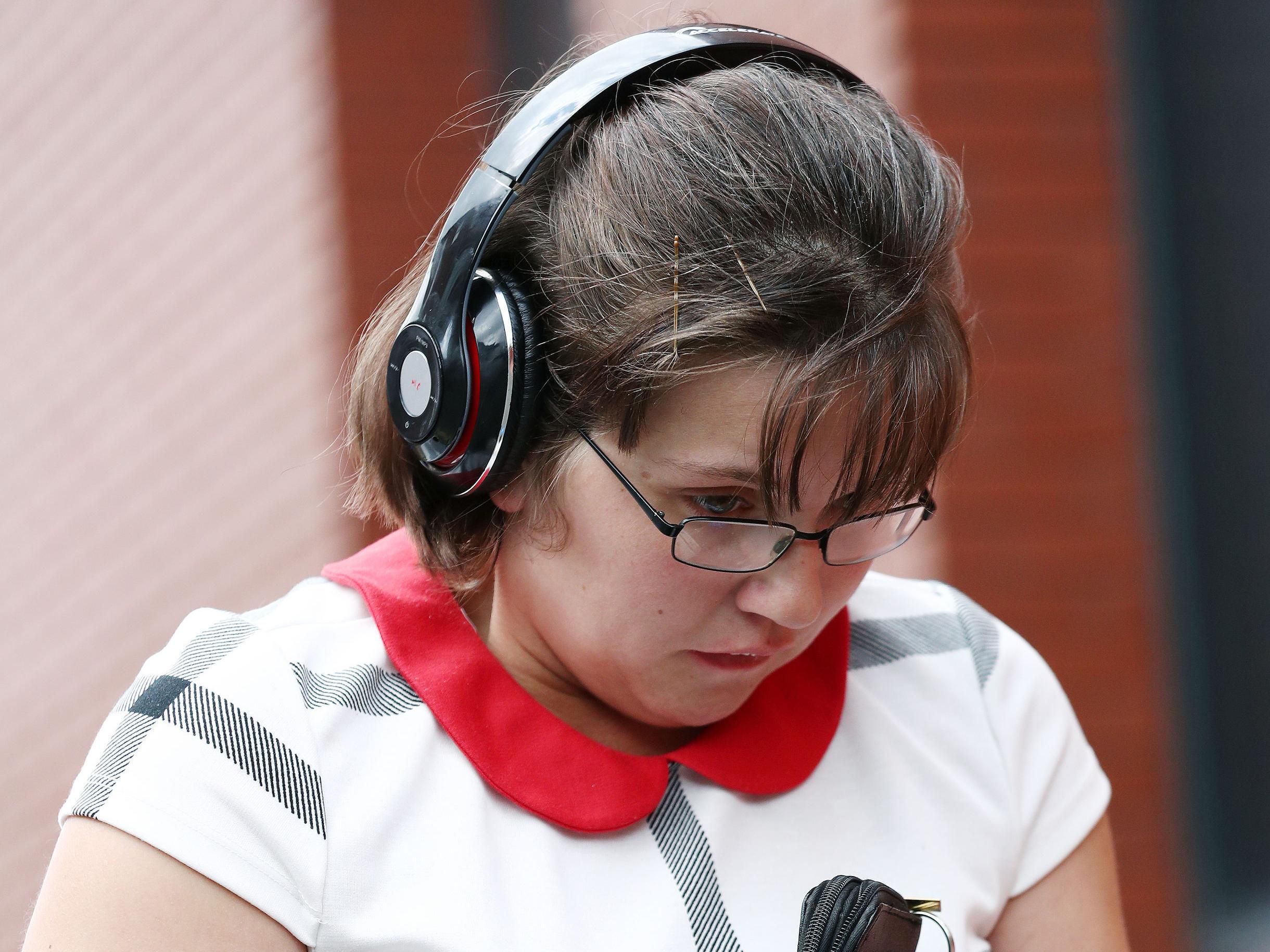 Lynsey Dunn outside Leicester Crown Court where she has denied causing her son Charlie Dunn's death by gross negligence by permitting him to enter a bathing area unsupervised