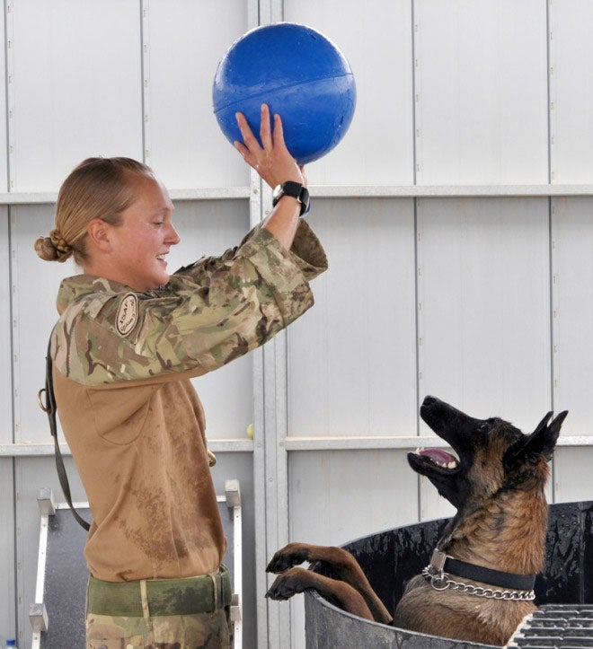 Lance Corporal Kelly Wolstencroft with Kevin