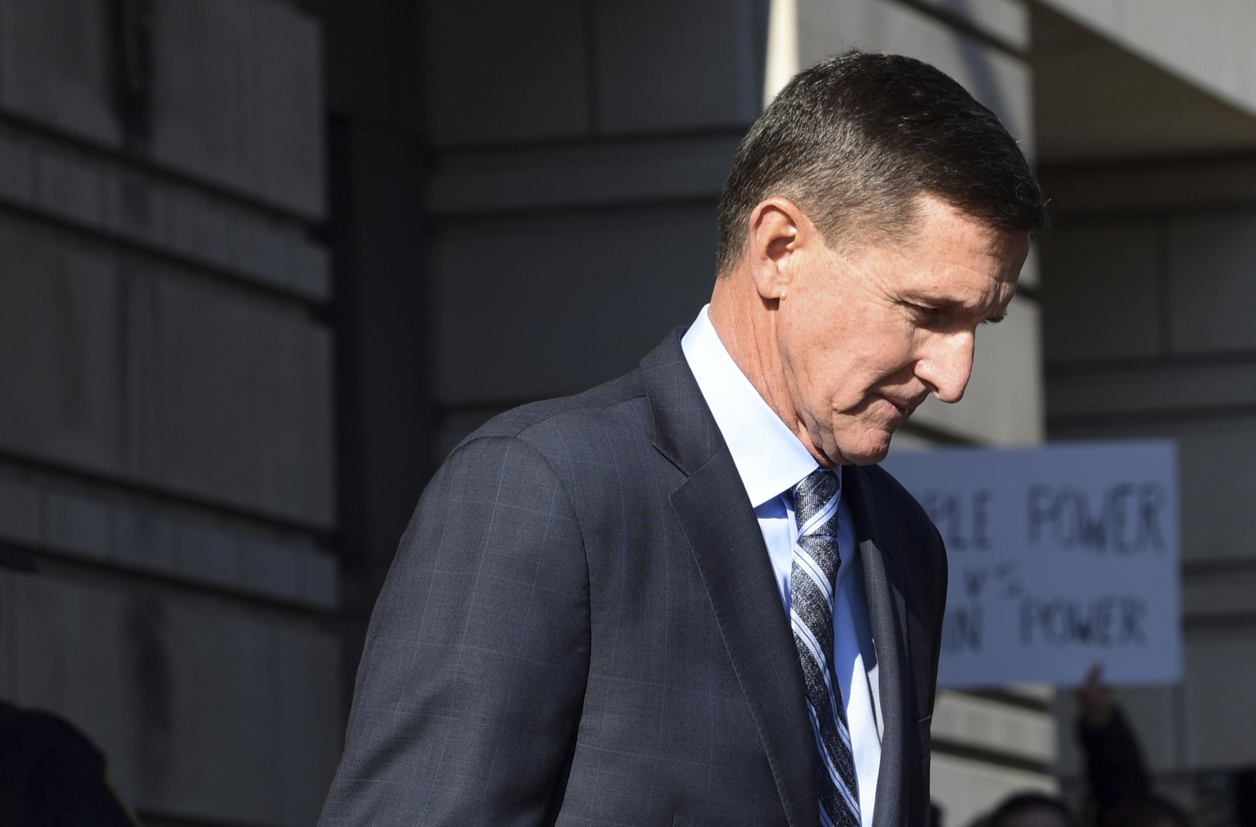 Former Trump national security adviser Michael Flynn leaves federal court in Washington