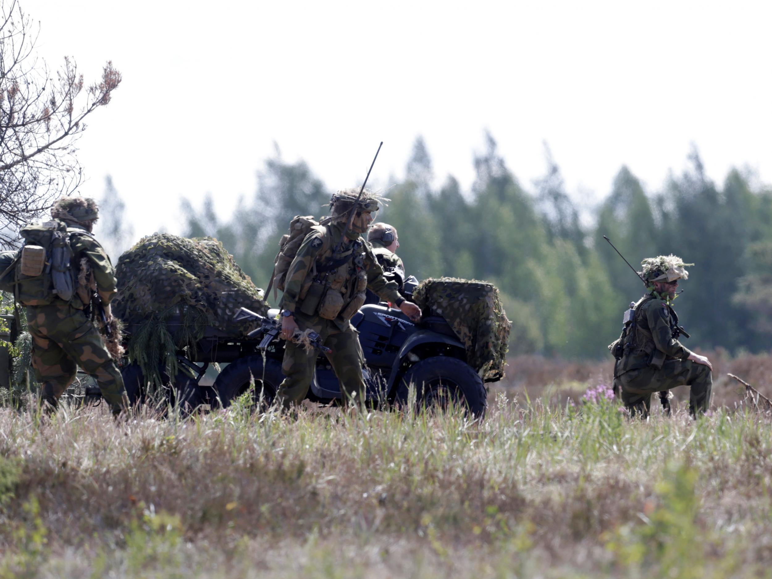 Norwegian army soldiers take part in the 'Saber Strike' Nato military exercise in Adazi, in 2016