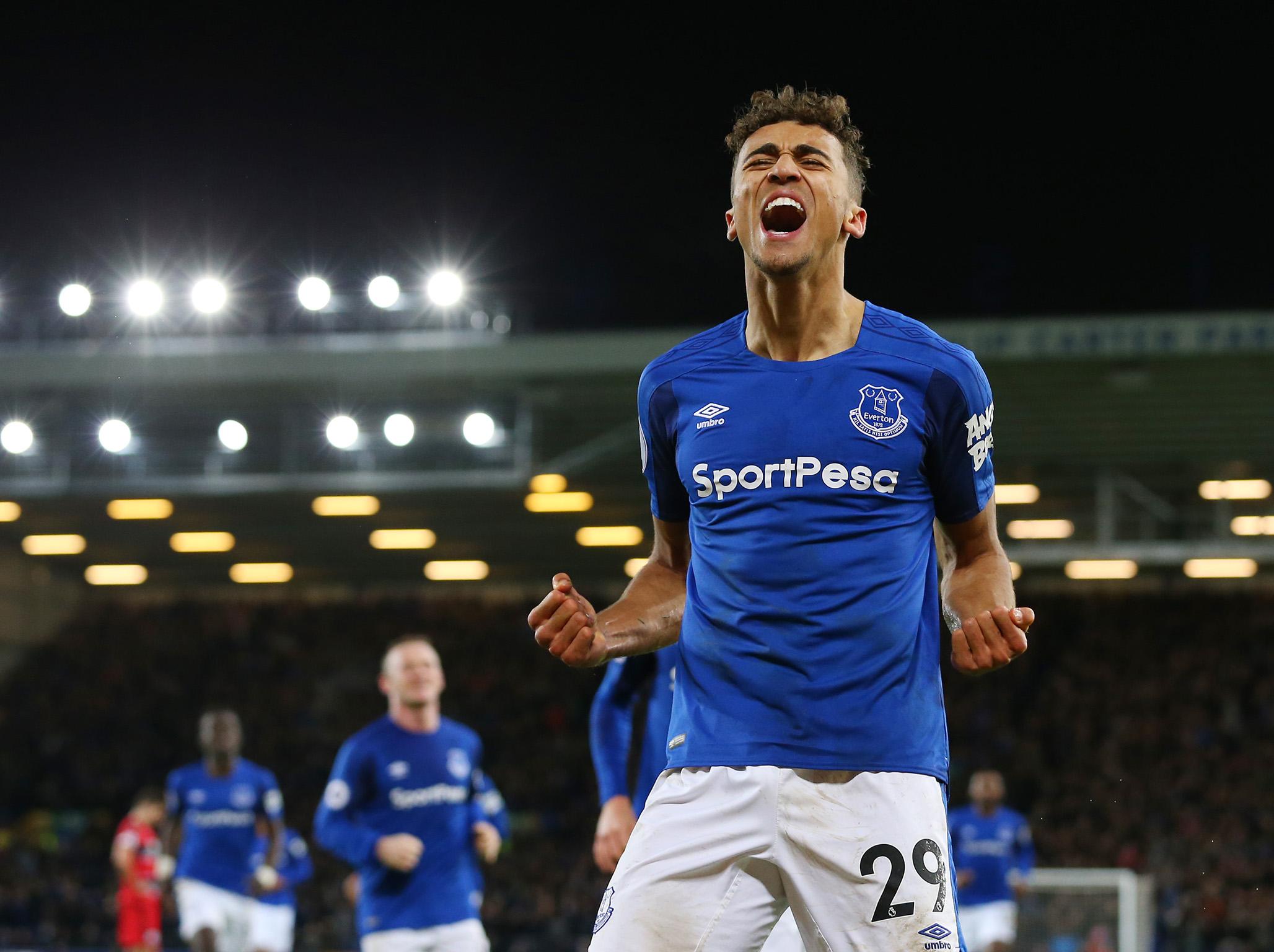 Dominic Calvert-Lewin celebrates his second-half strike