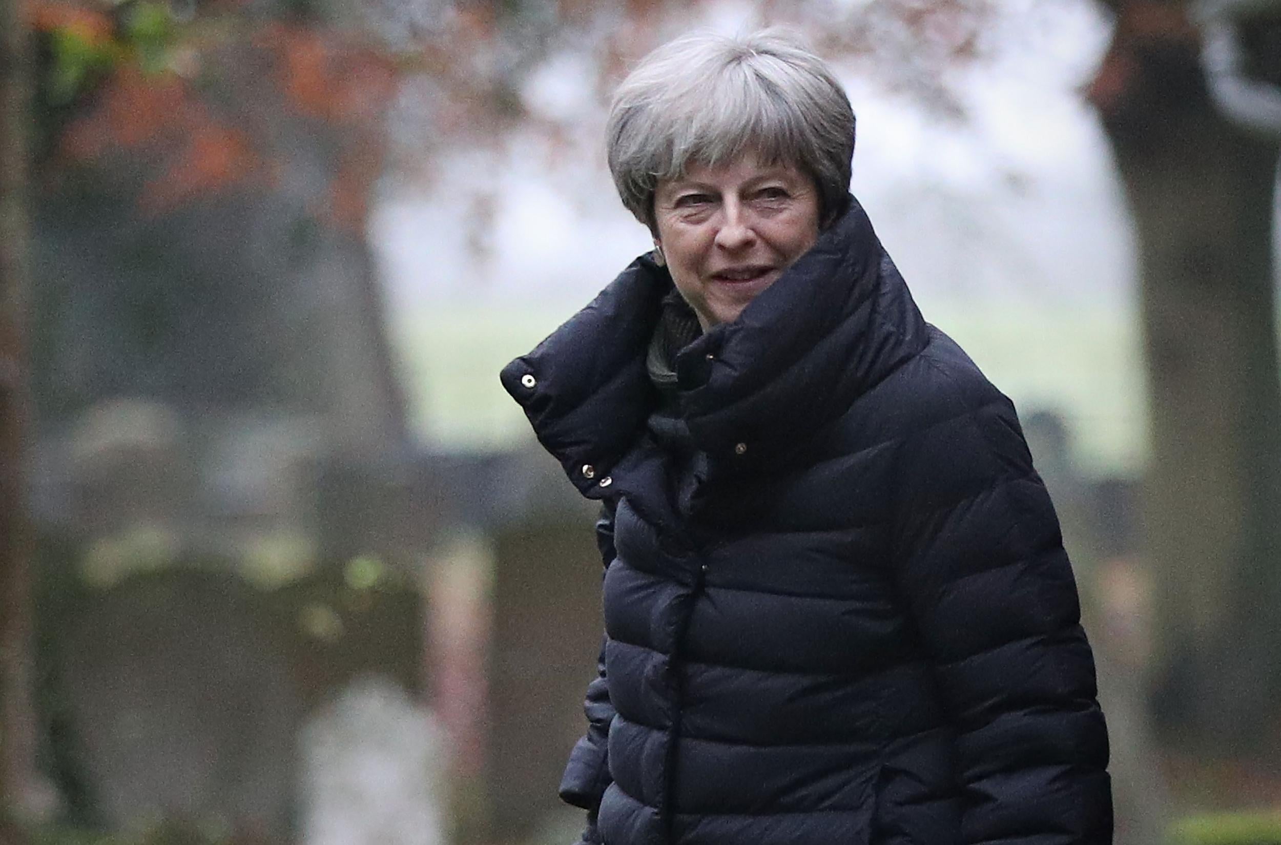 Prime Minister Theresa May leaves after attending a church service near her Maidenhead constituency