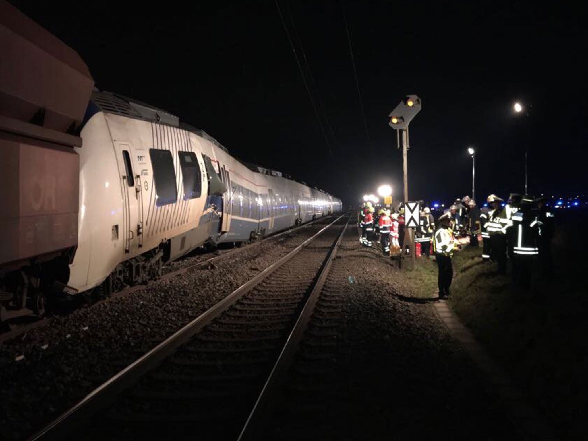 Emergency crews were at the scene helping to unload people from the carriage