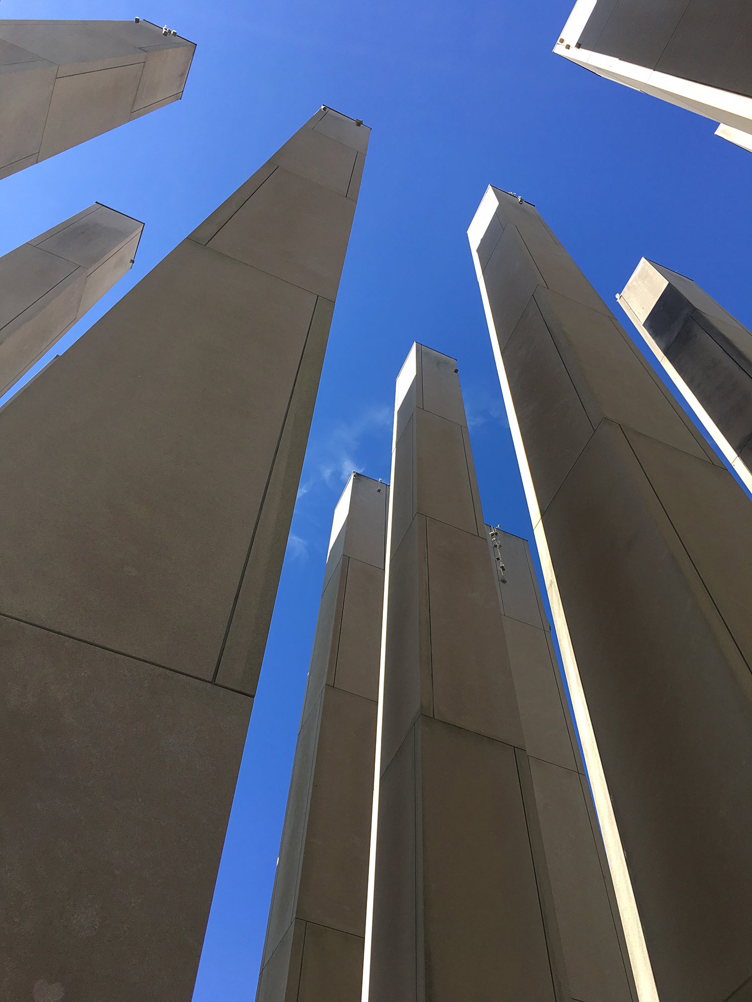 The Bartholomew County Veterans Memorial, dedicated in 1997, was designed by Thompson and Rose Architects