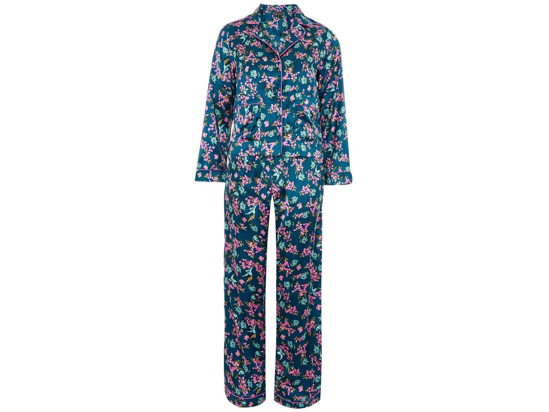 Satin Bird Print Pyjama Set, £34, Topshop