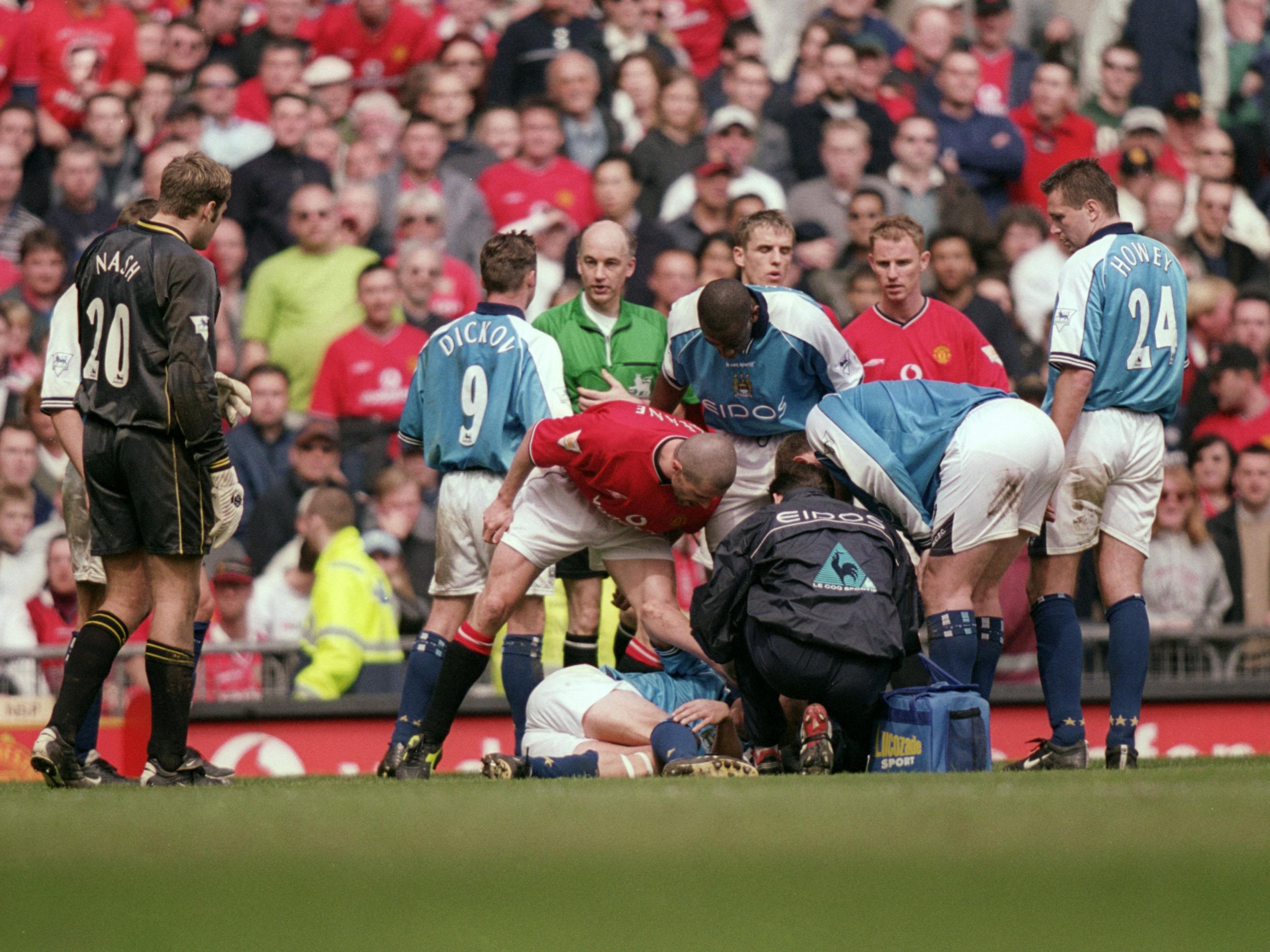The point kept City’s hopes of Premier League survival temporarily alive but the game was overshadowed by Roy Keane’s horror challenge on Alf-Inge Haaland, which he later admitted was deliberate and ultimately ended the Norwegian’s career.