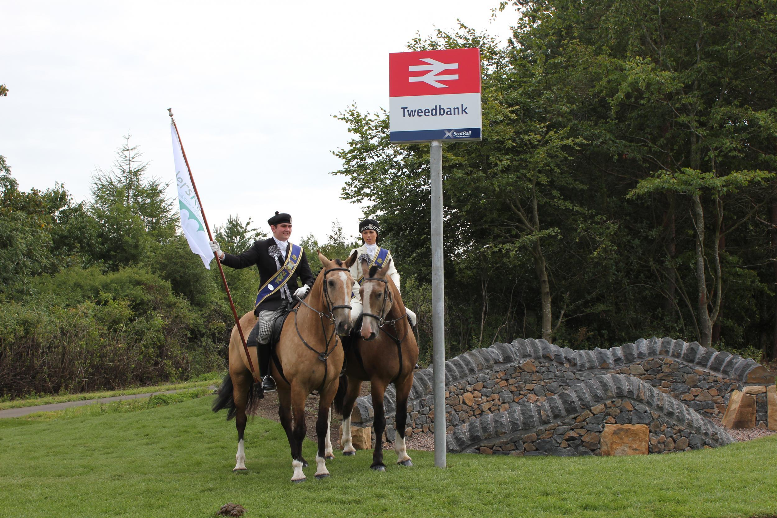 Horse power: Tweedbank station, shown here on opening day in 2015, is currently the southern terminus of the revived Borders Railway