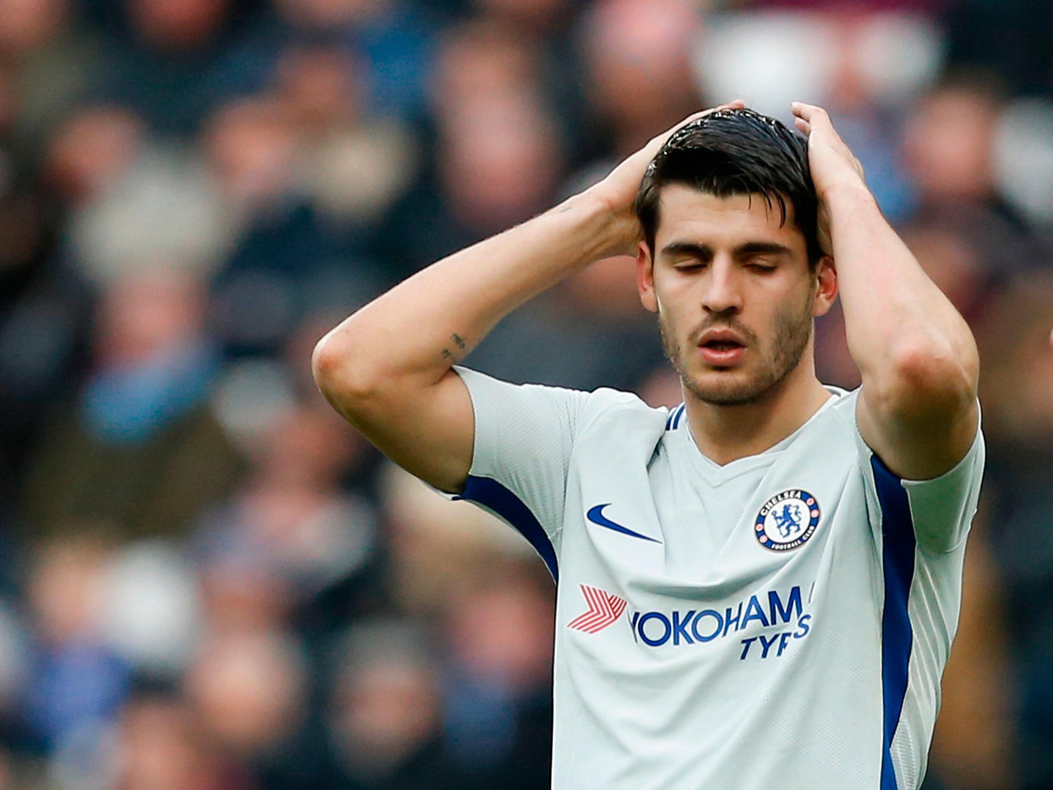 Morata reacts after missing a late chance to equalise