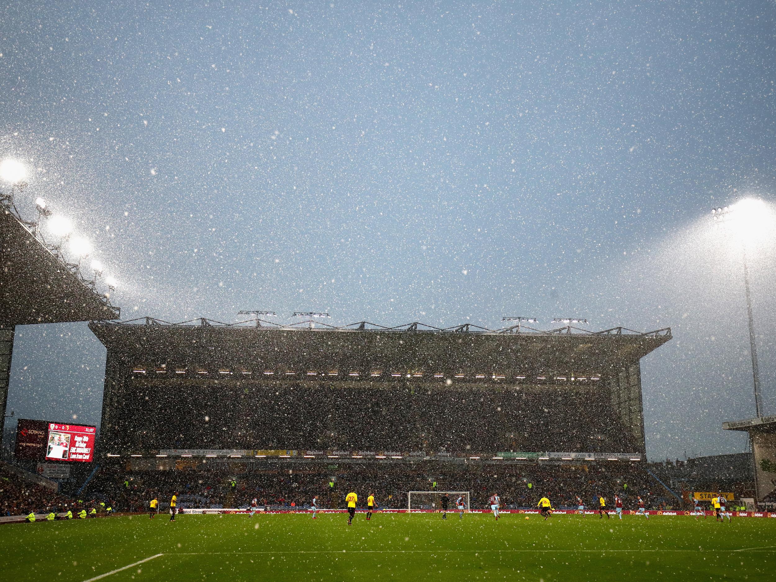 &#13;
It was snowing heavily at Turf Moor &#13;