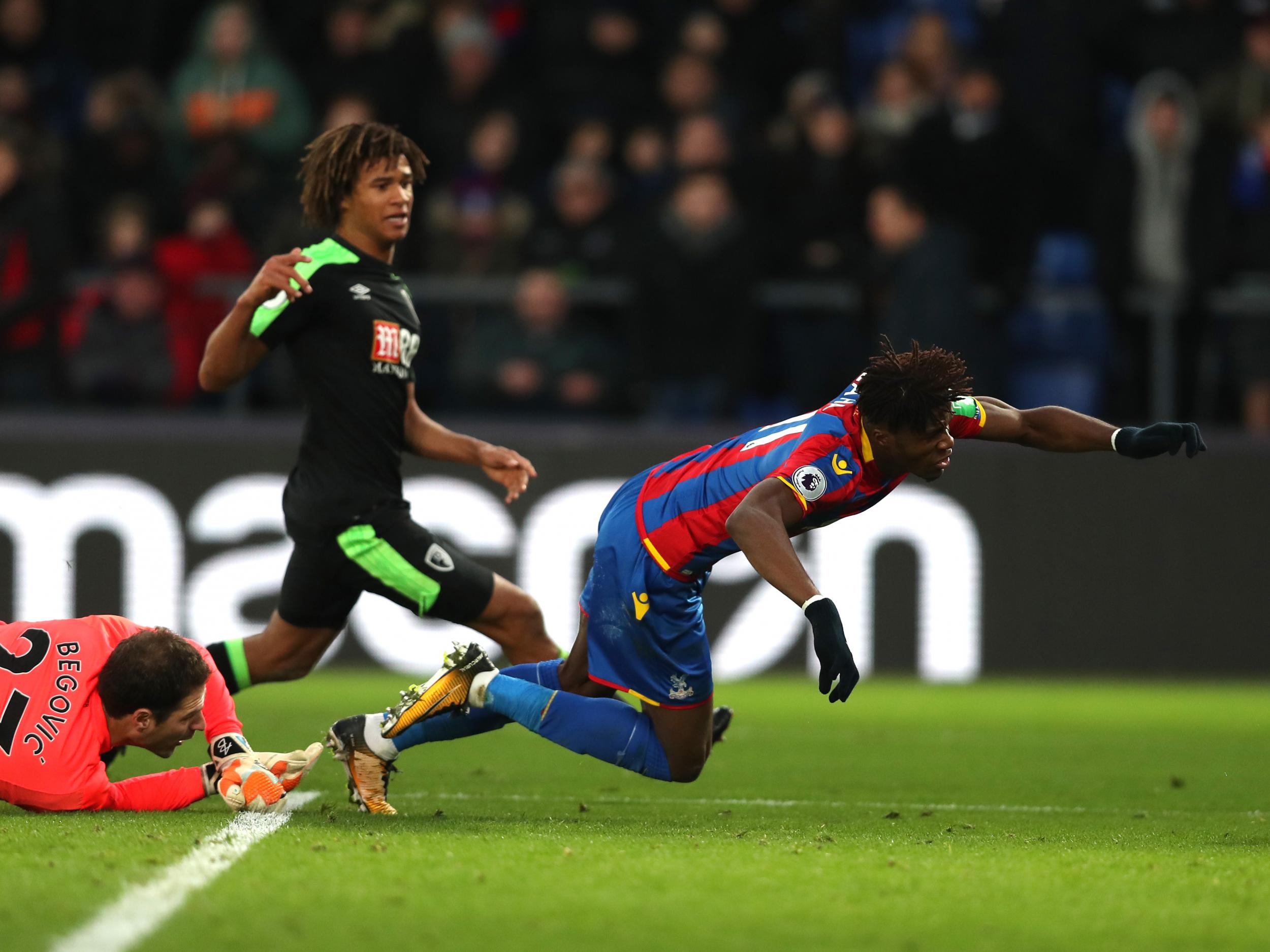 Zaha won two penalties against Bournemouth