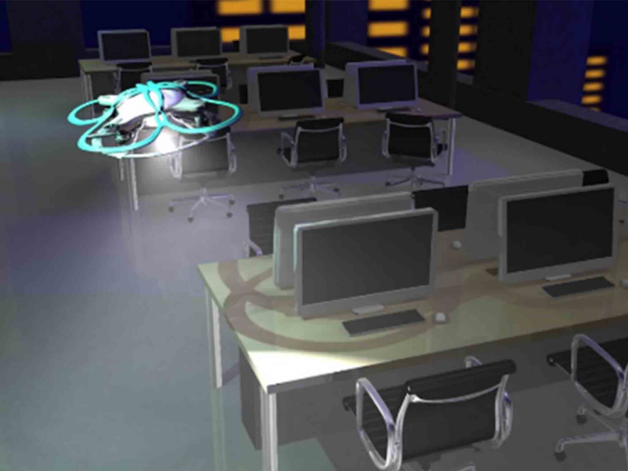 The automated drone will hover over the desks of Tasei workers putting in extra hours