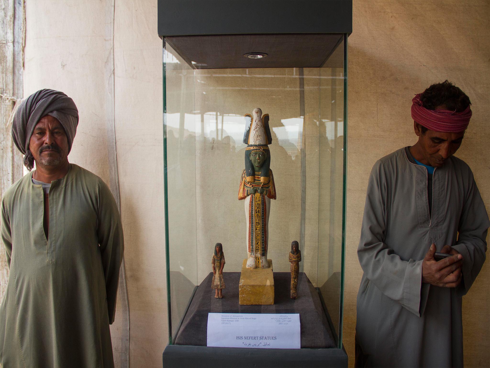 The statue of Isis Nefret who is said to be the mother of the tomb’s occupants is made of wood and is in ‘perfect condition’ (AFP/Getty)