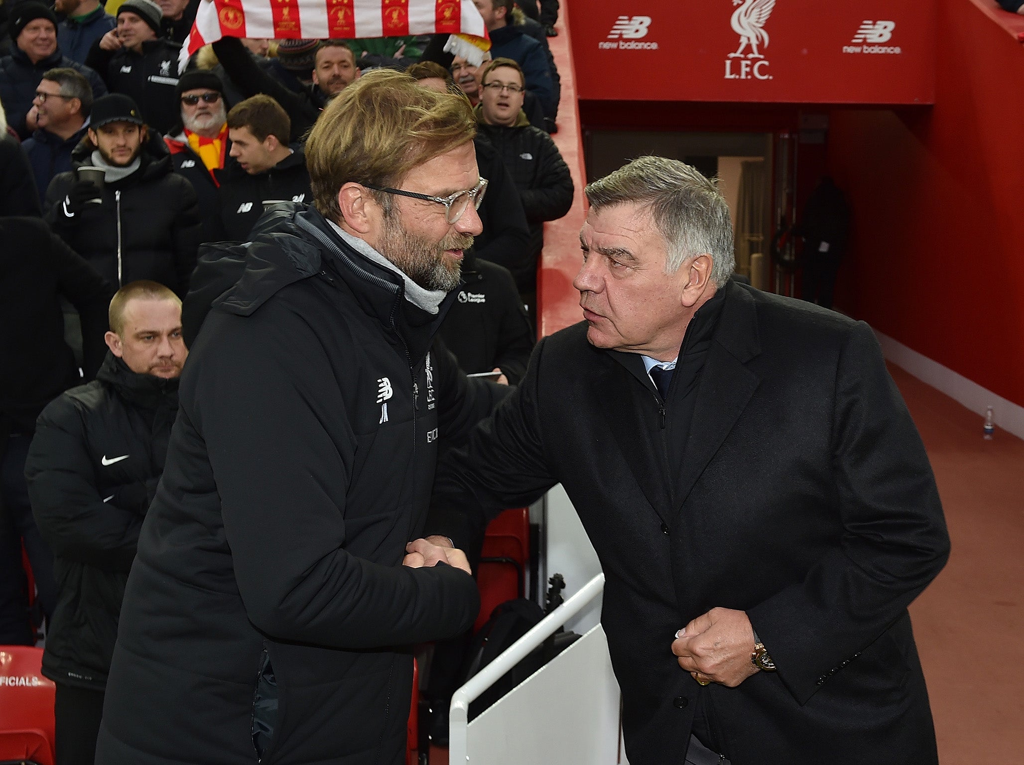 &#13;
Jurgen Klopp with Sam Allardyce before kick-off &#13;