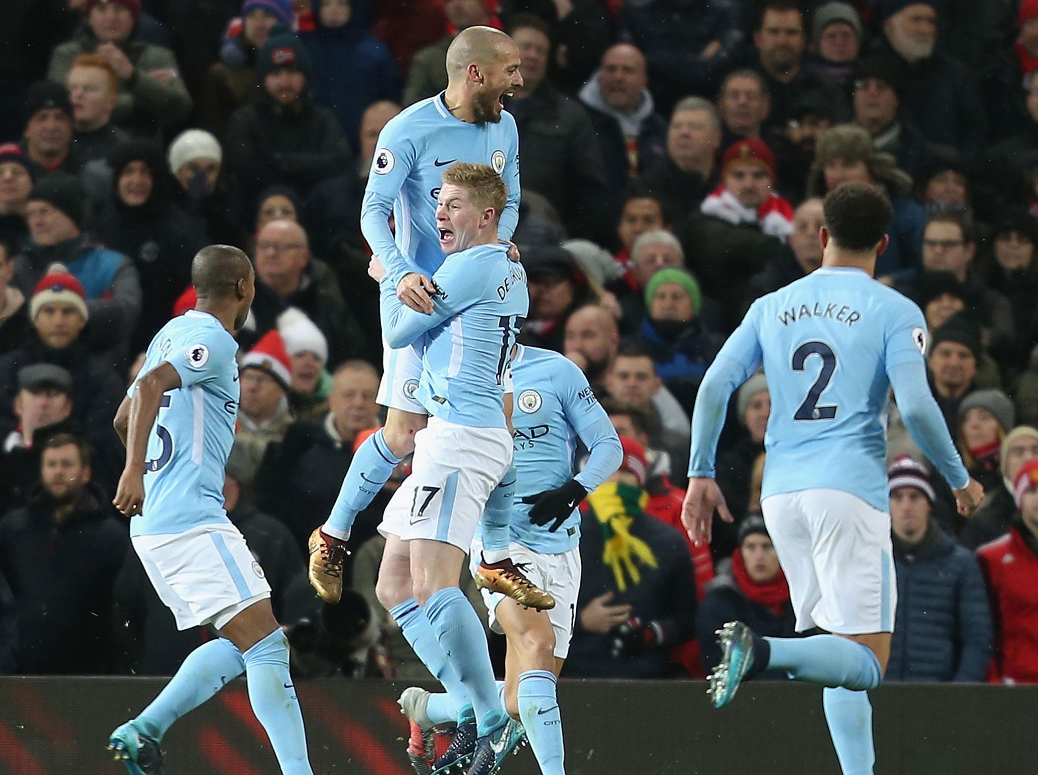 City celebrate their opener at Old Trafford (Getty)