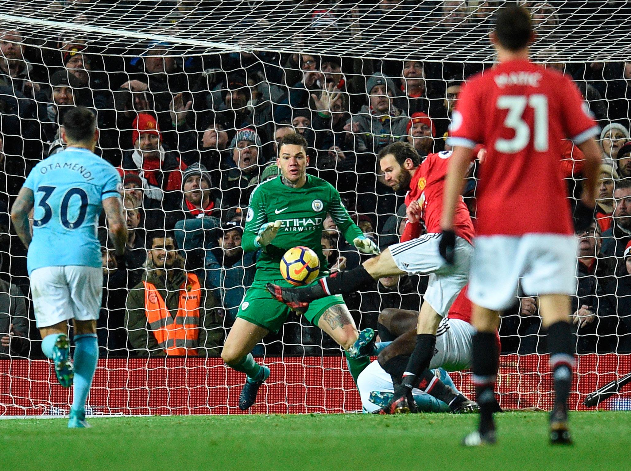 &#13;
Ederson was on hand to save City at the death &#13;