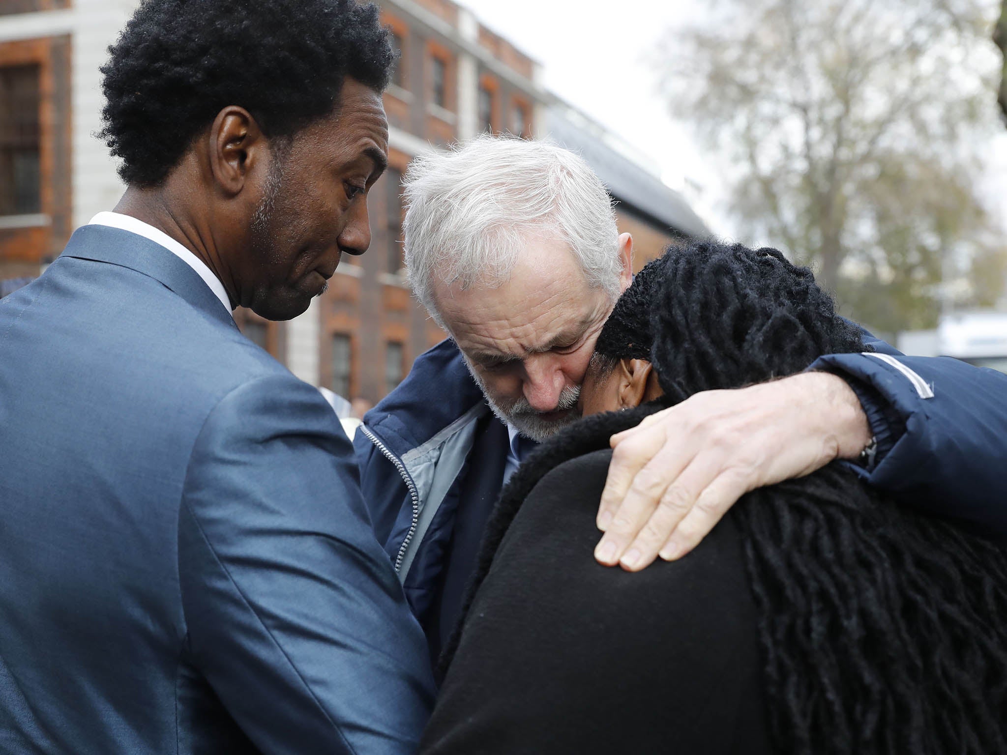 Jeremy Corbyn with mourners at the Grenfell Tower national memorial service in St Paul’s Cathedral last month (Getty)