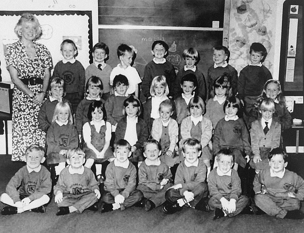 The class at Dunblane Primary School pictured with teacher Gwenne Mayor who was killed along with 16 of the children