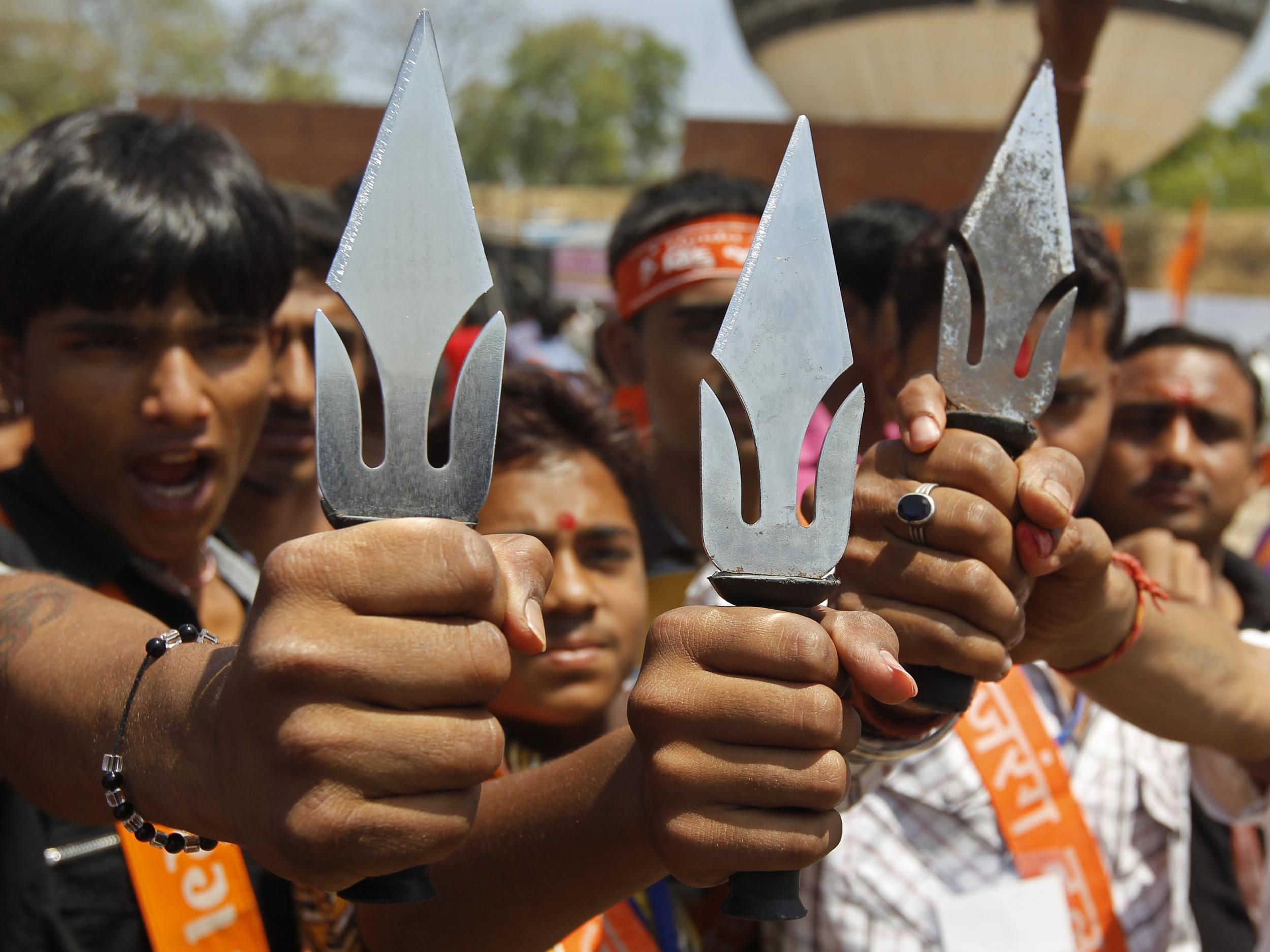 Supporters of the radical Vishwa Hindu Parishad Hindu group