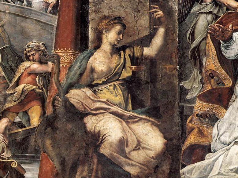 Experts believe the allegorical figure of Justice, depicted in the Room of Constantine, is the work of the master painter