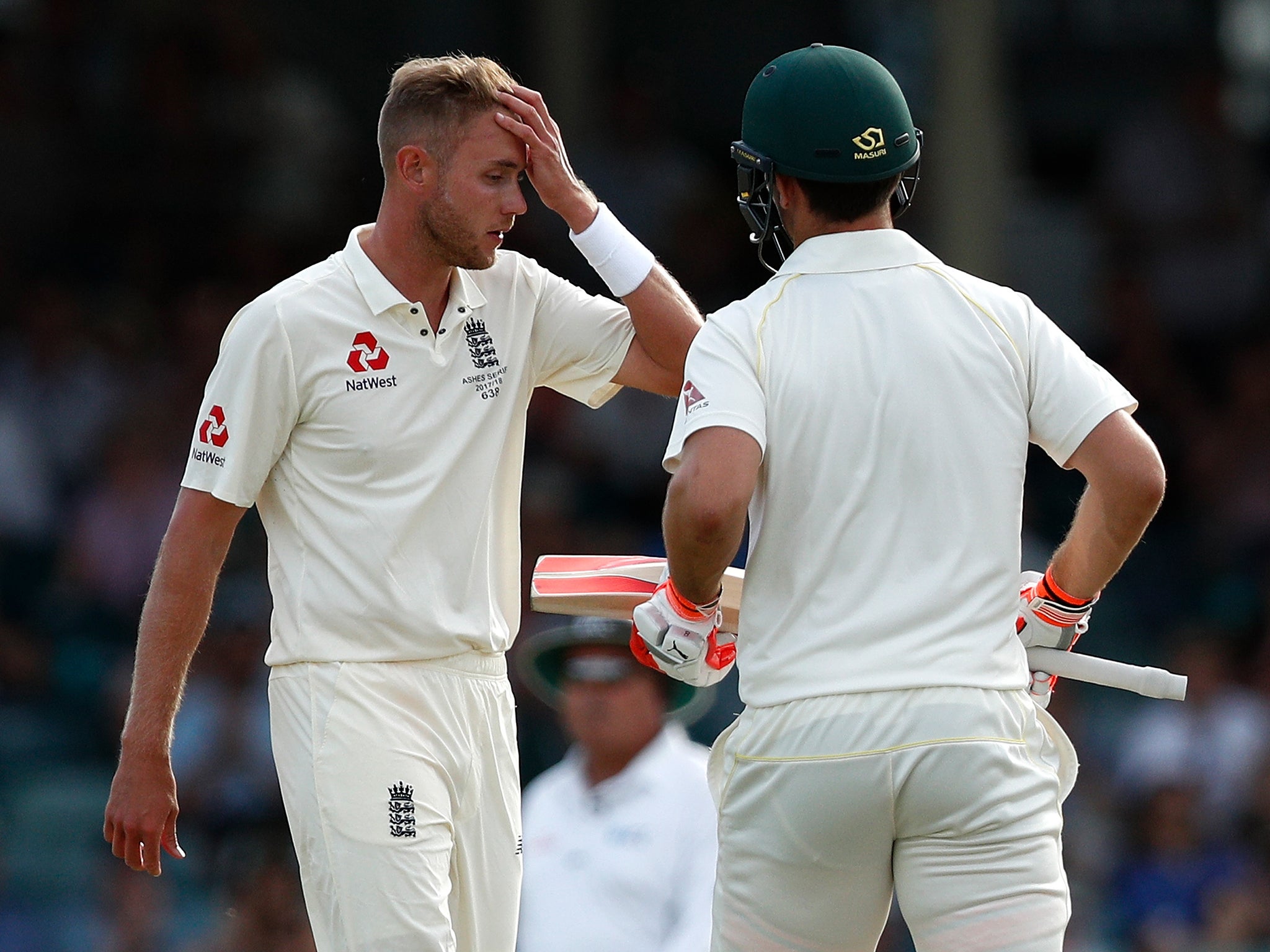 Stuart Broad reacts with dejection on a frustrating day for England