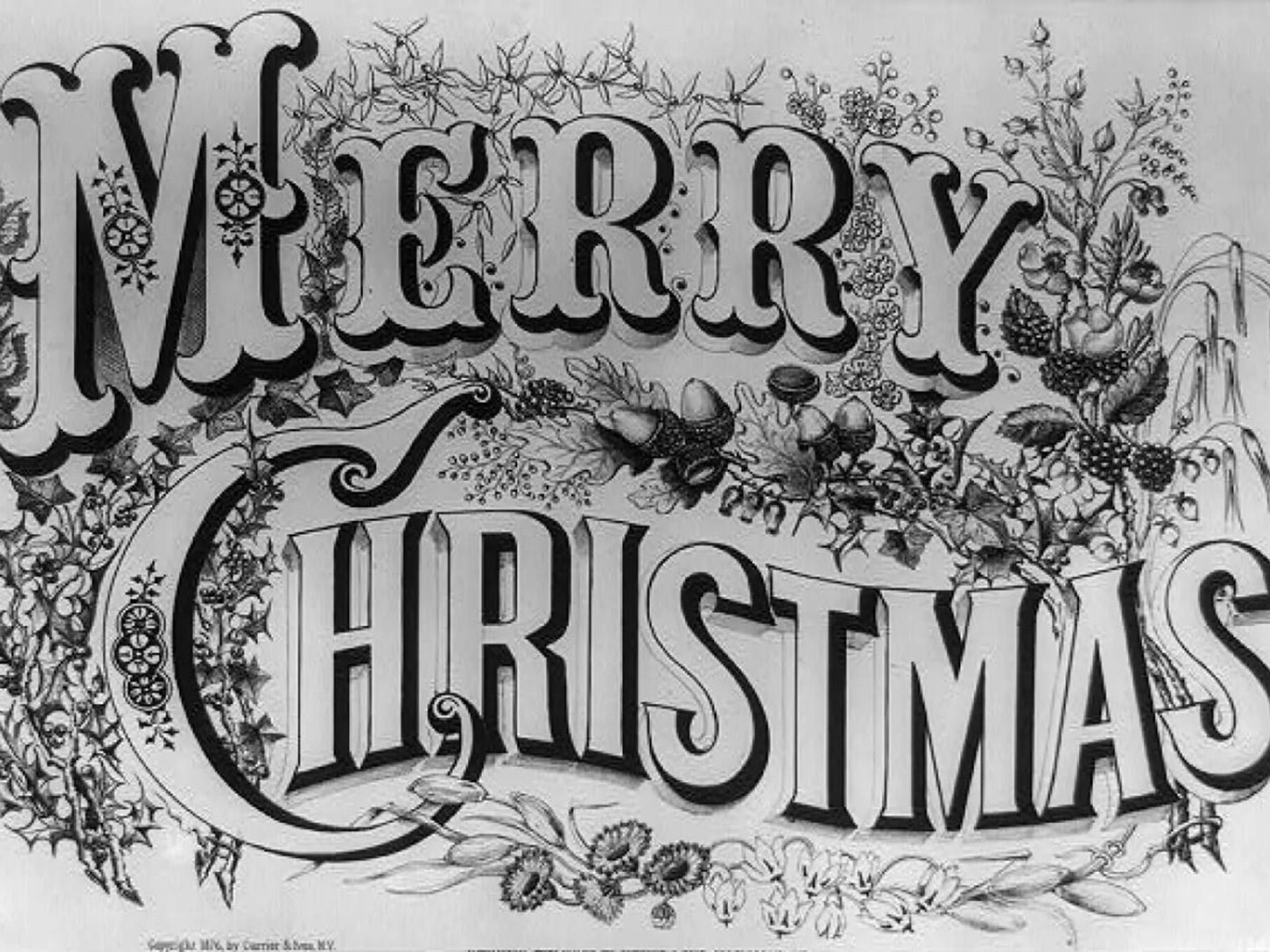 A Currier and Ives Christmas greeting card published in 1876