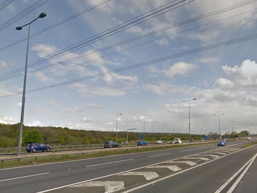 The M606 near Bradford, as it approaches the junction with the M62