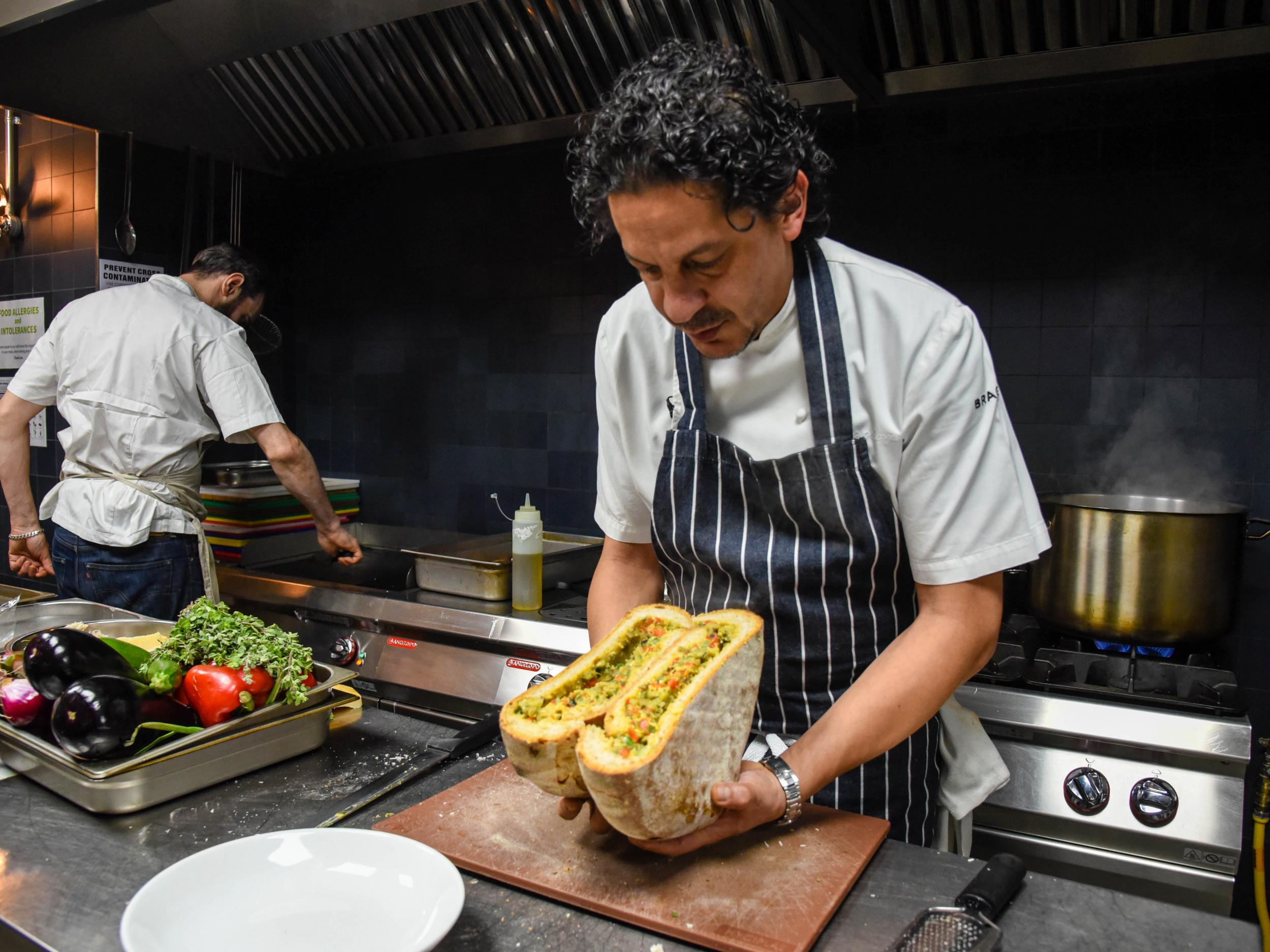 Italian chef Francesco Mazzei prepares ciambotta di verdure