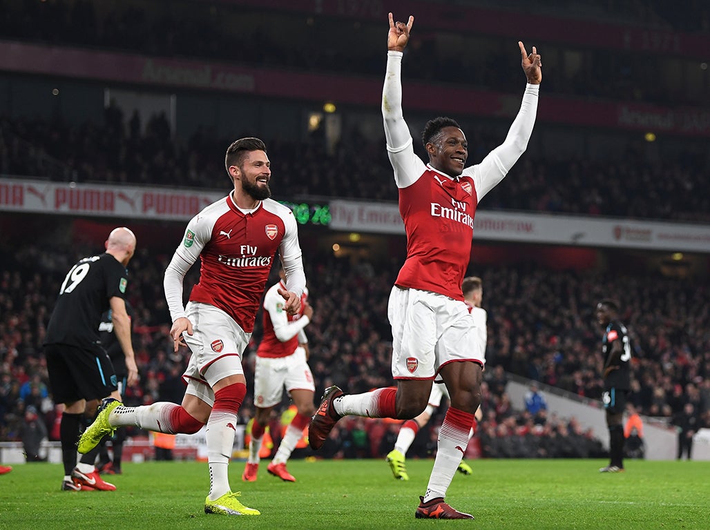 Welbeck scuffed the ball home to give Arsenal the lead