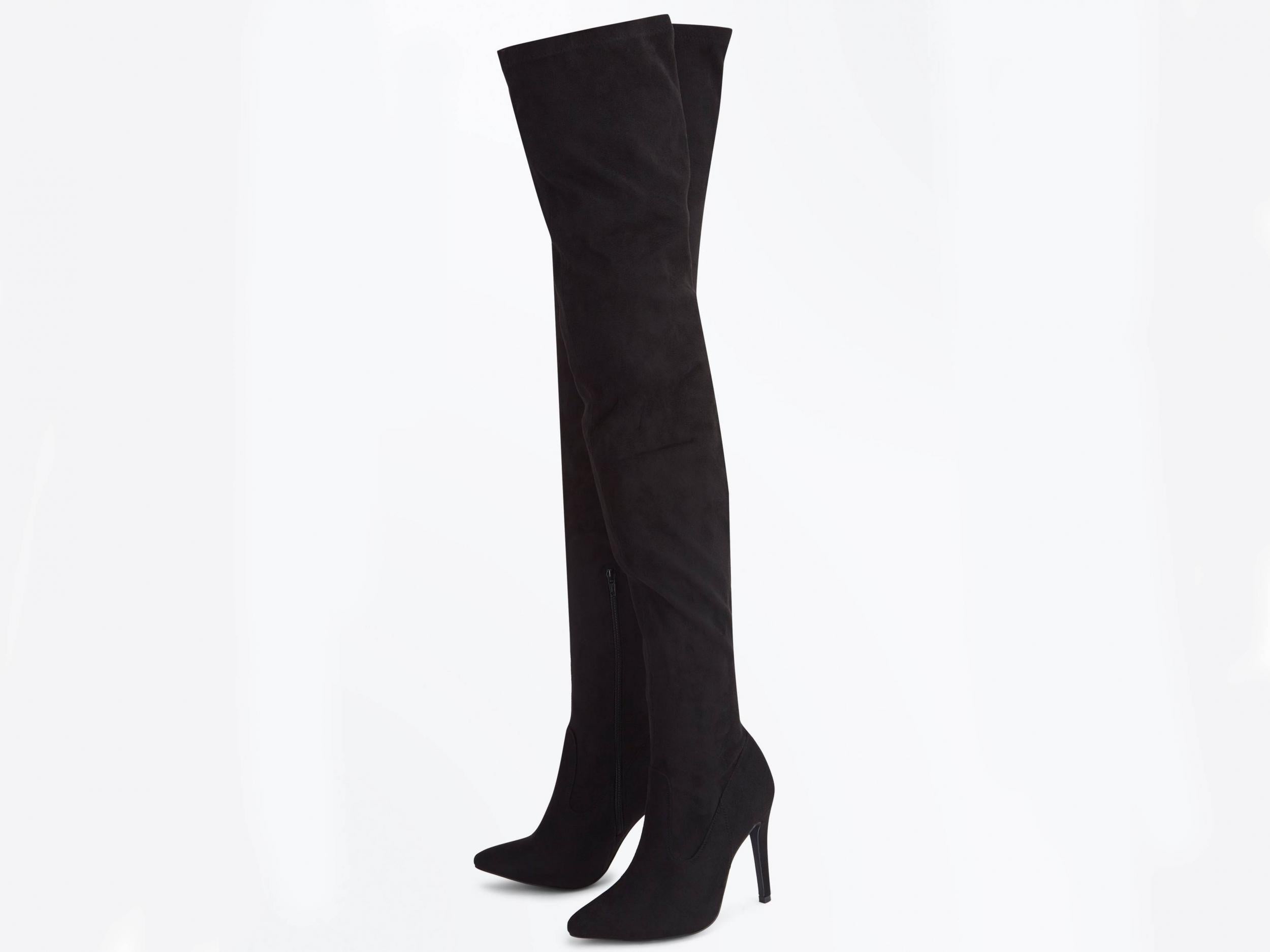 Black Suedette Over the Knee Stiletto Boots, £49.99, New Look